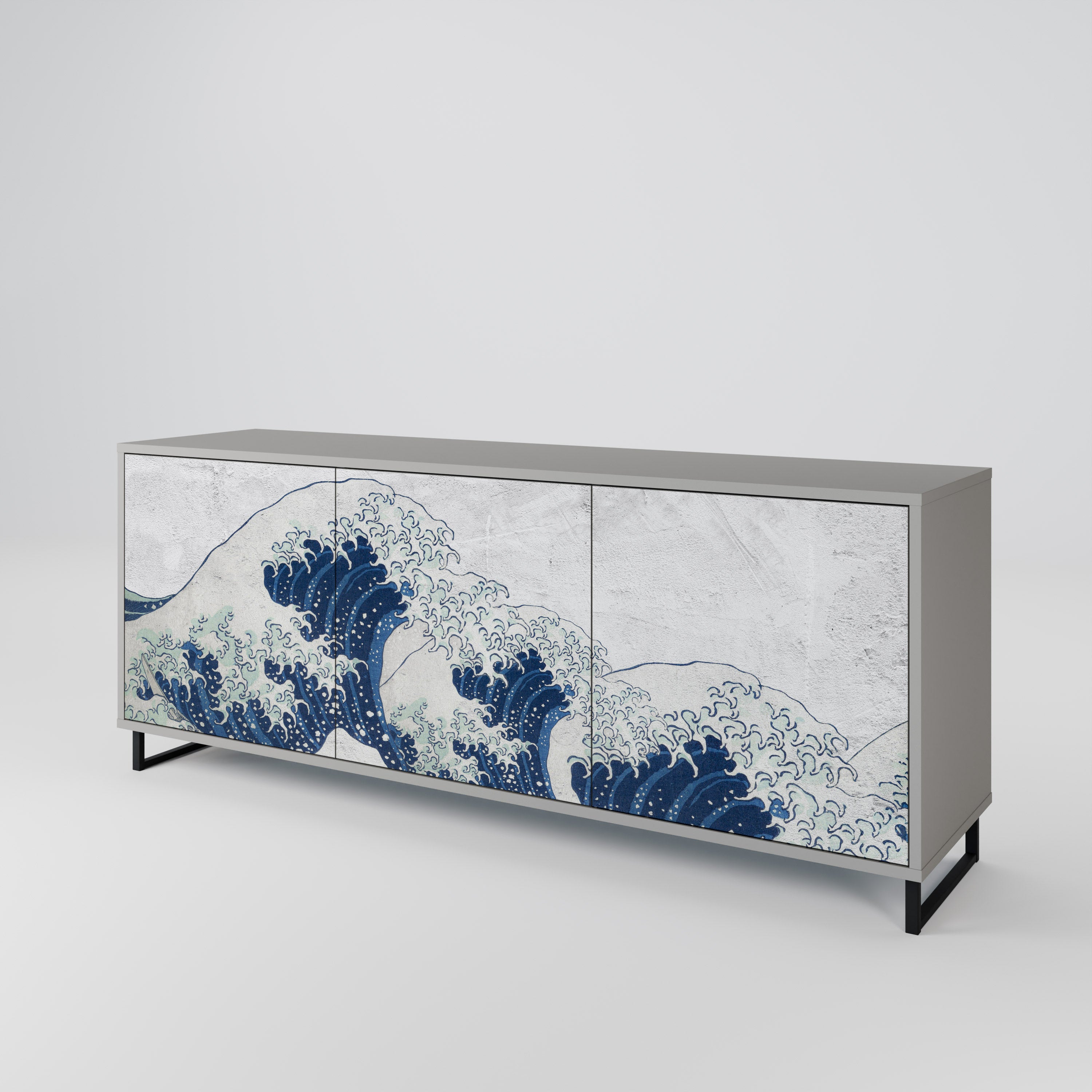 THE GREAT WAVE AT KANAGAWA Komoda 3-drzwiowa korpus Szary