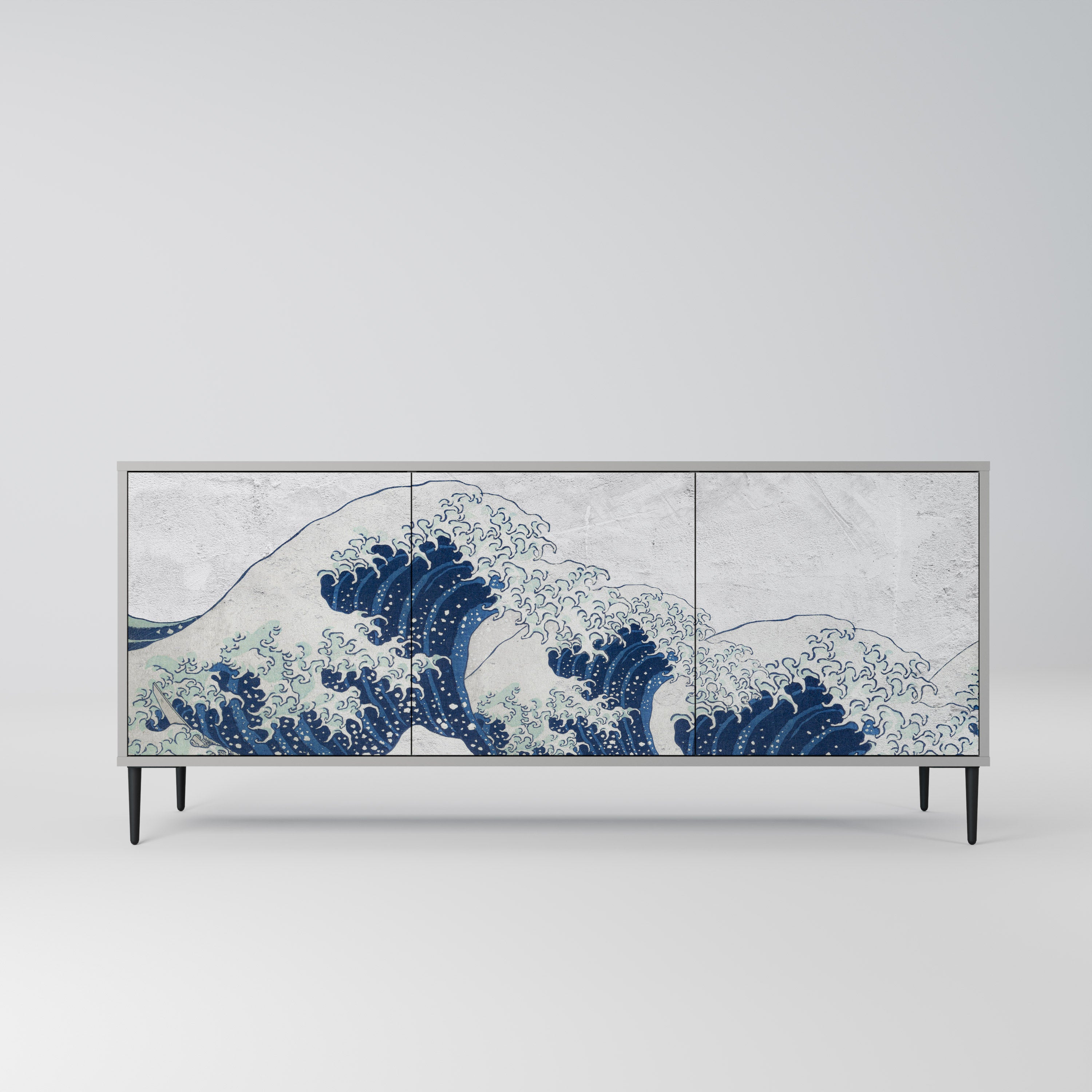 THE GREAT WAVE AT KANAGAWA Komoda 3-drzwiowa korpus Szary