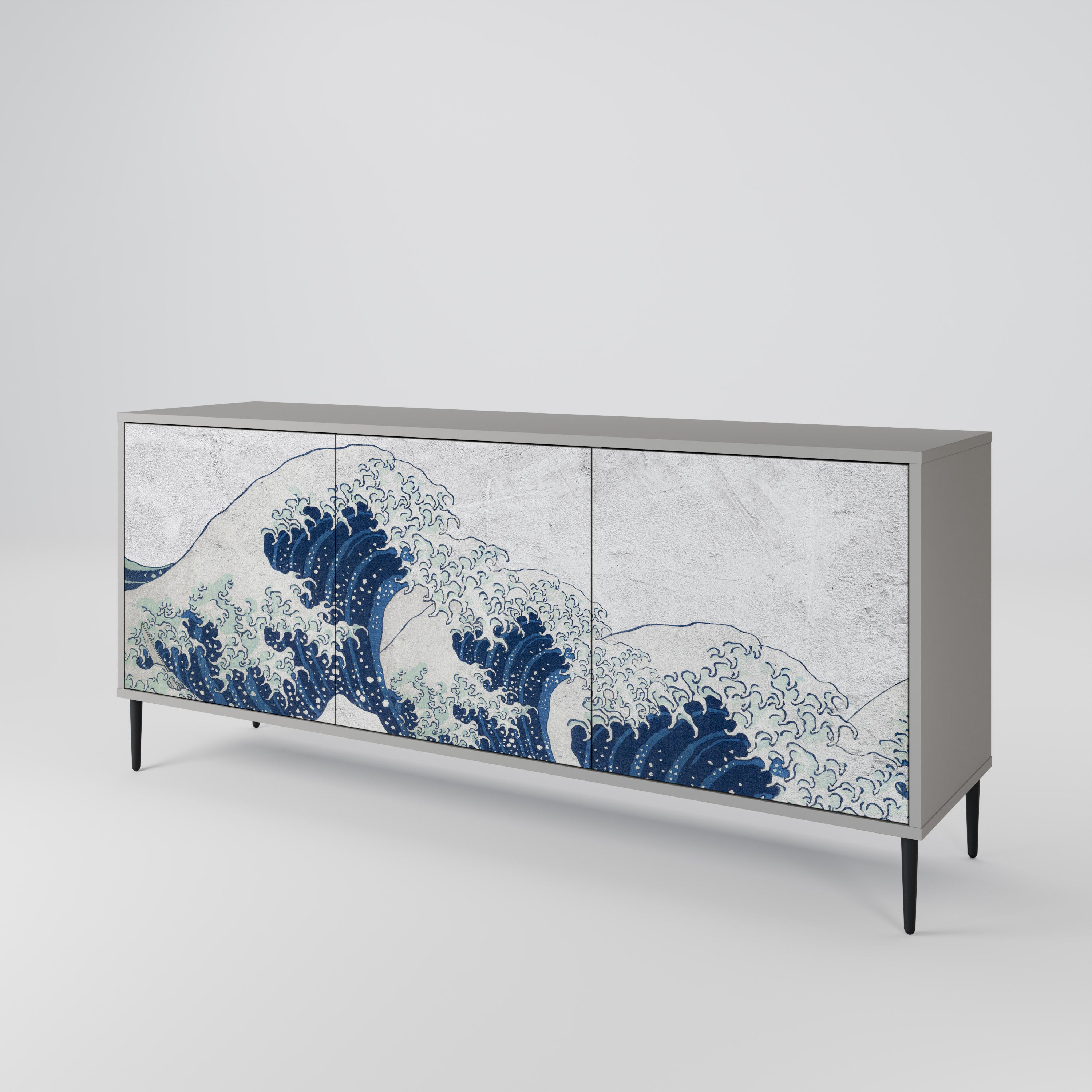 THE GREAT WAVE AT KANAGAWA Komoda 3-drzwiowa korpus Szary