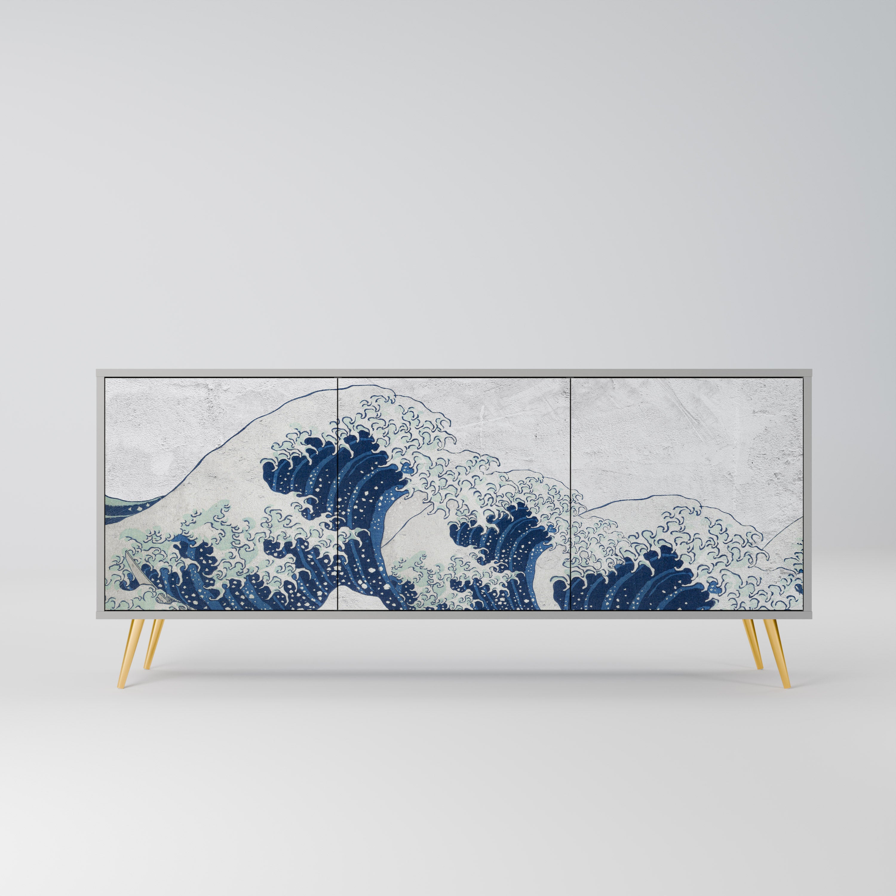 THE GREAT WAVE AT KANAGAWA Komoda 3-drzwiowa korpus Szary