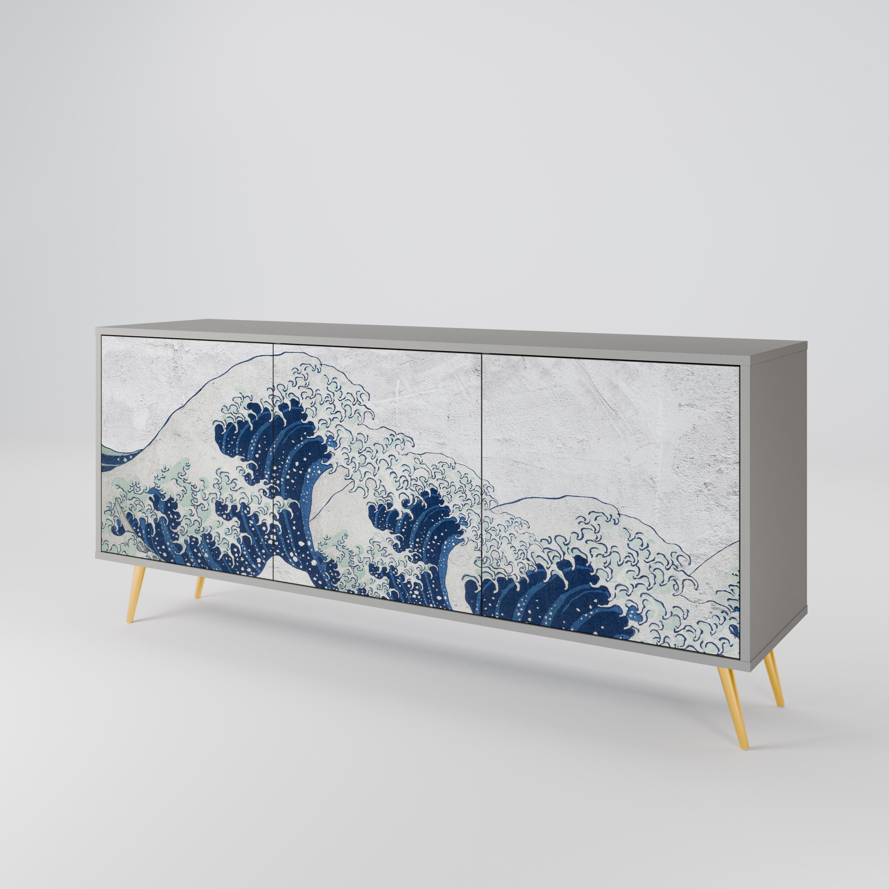 THE GREAT WAVE AT KANAGAWA Komoda 3-drzwiowa korpus Szary