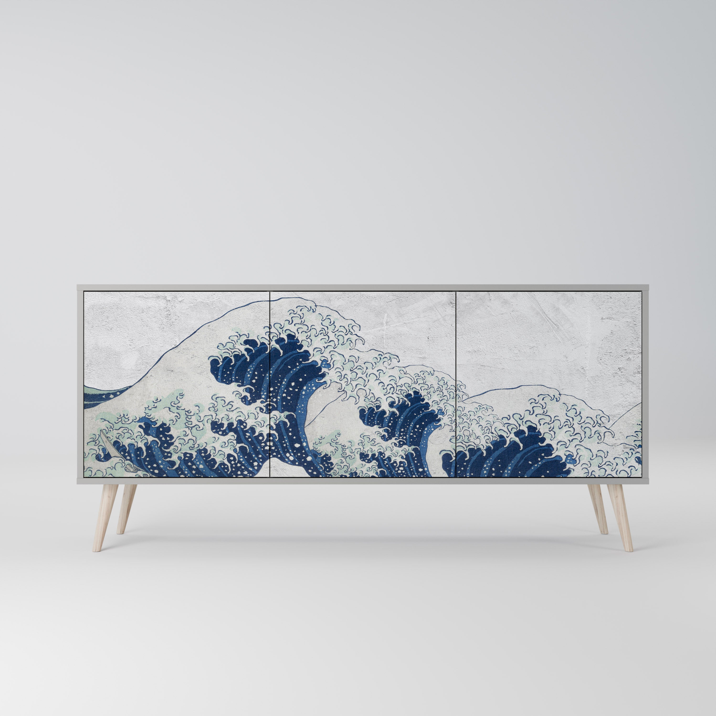 THE GREAT WAVE AT KANAGAWA Komoda 3-drzwiowa korpus Szary