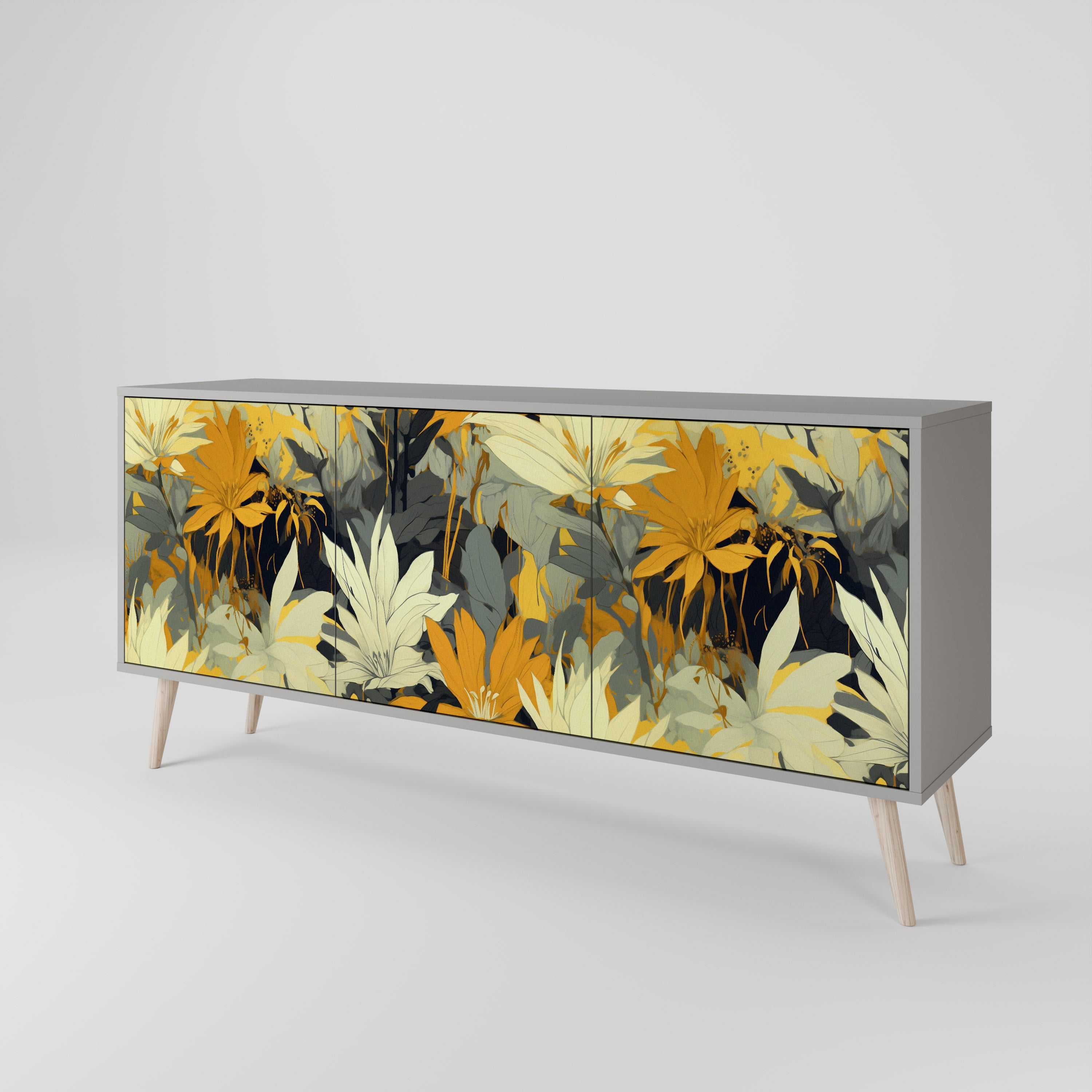 SUNKISSED LILY Komoda 3-drzwiowa korpus Szary