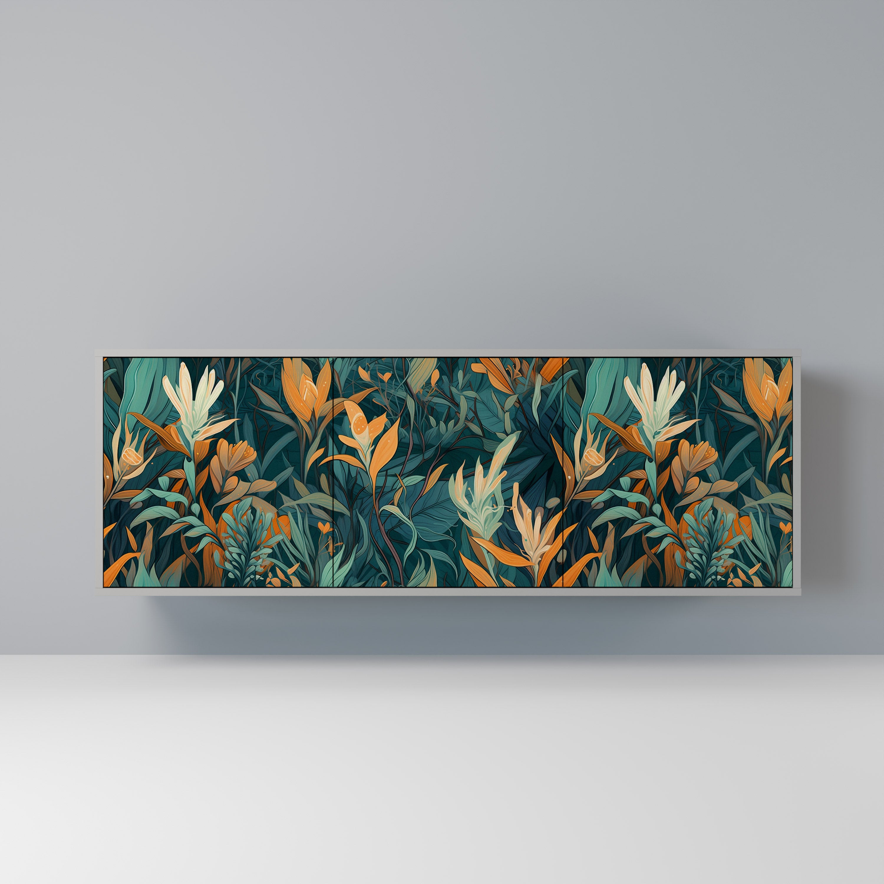 FLORAL SERENITY Komoda 3-drzwiowa korpus Szary
