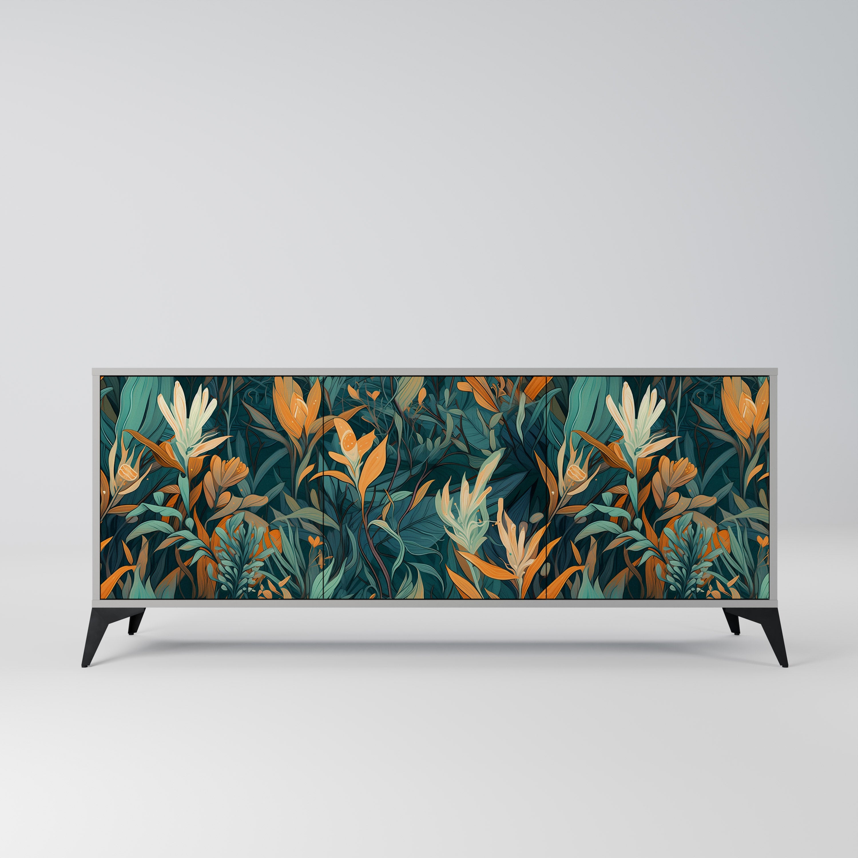 FLORAL SERENITY Komoda 3-drzwiowa korpus Szary