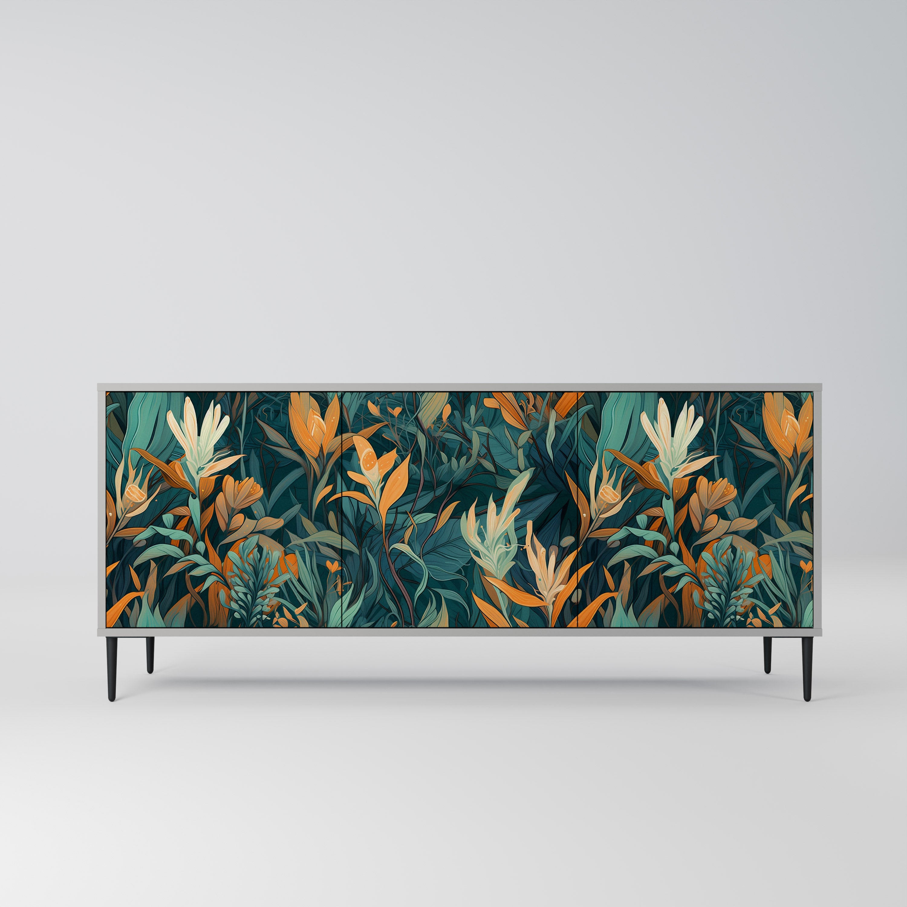 FLORAL SERENITY Komoda 3-drzwiowa korpus Szary