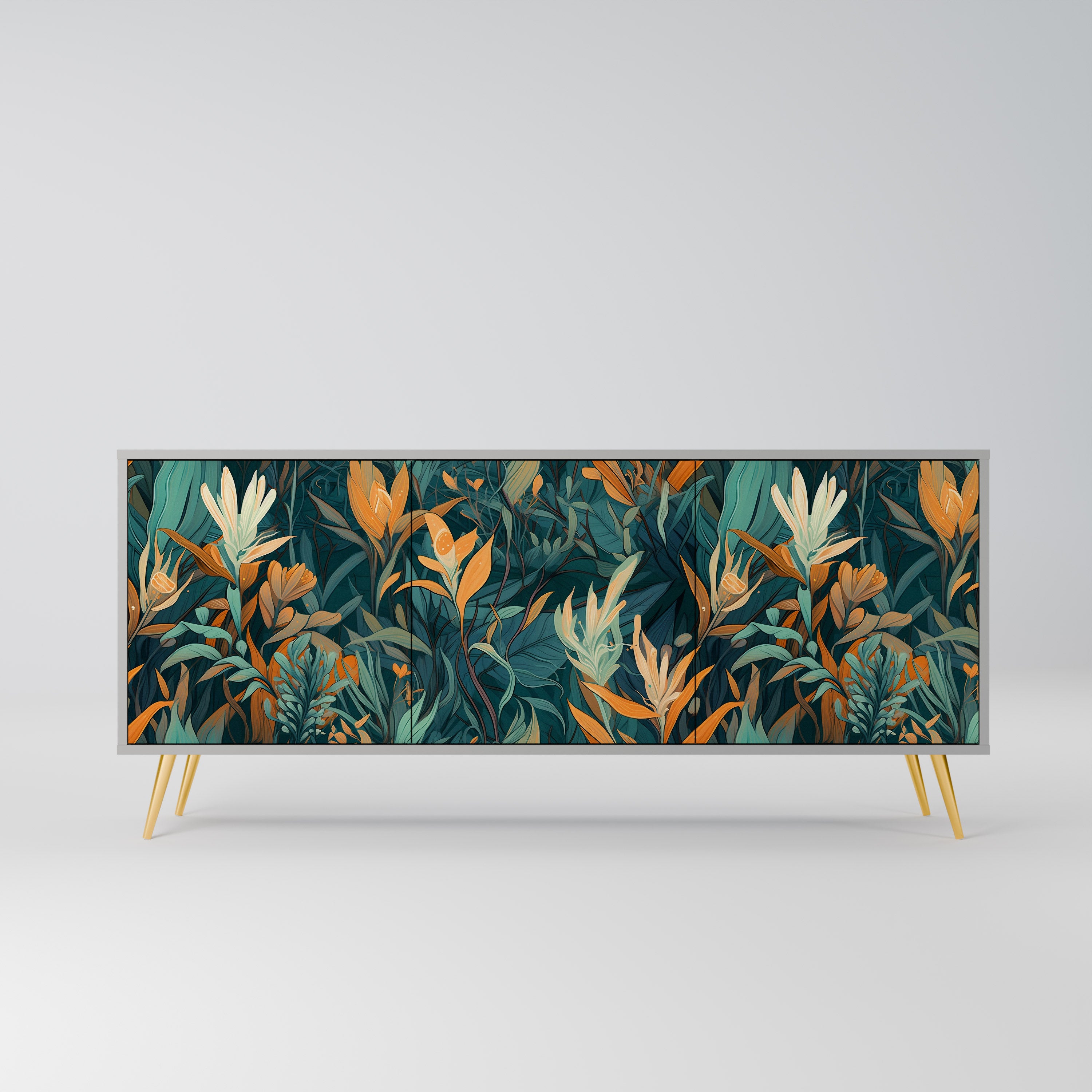 FLORAL SERENITY Komoda 3-drzwiowa korpus Szary