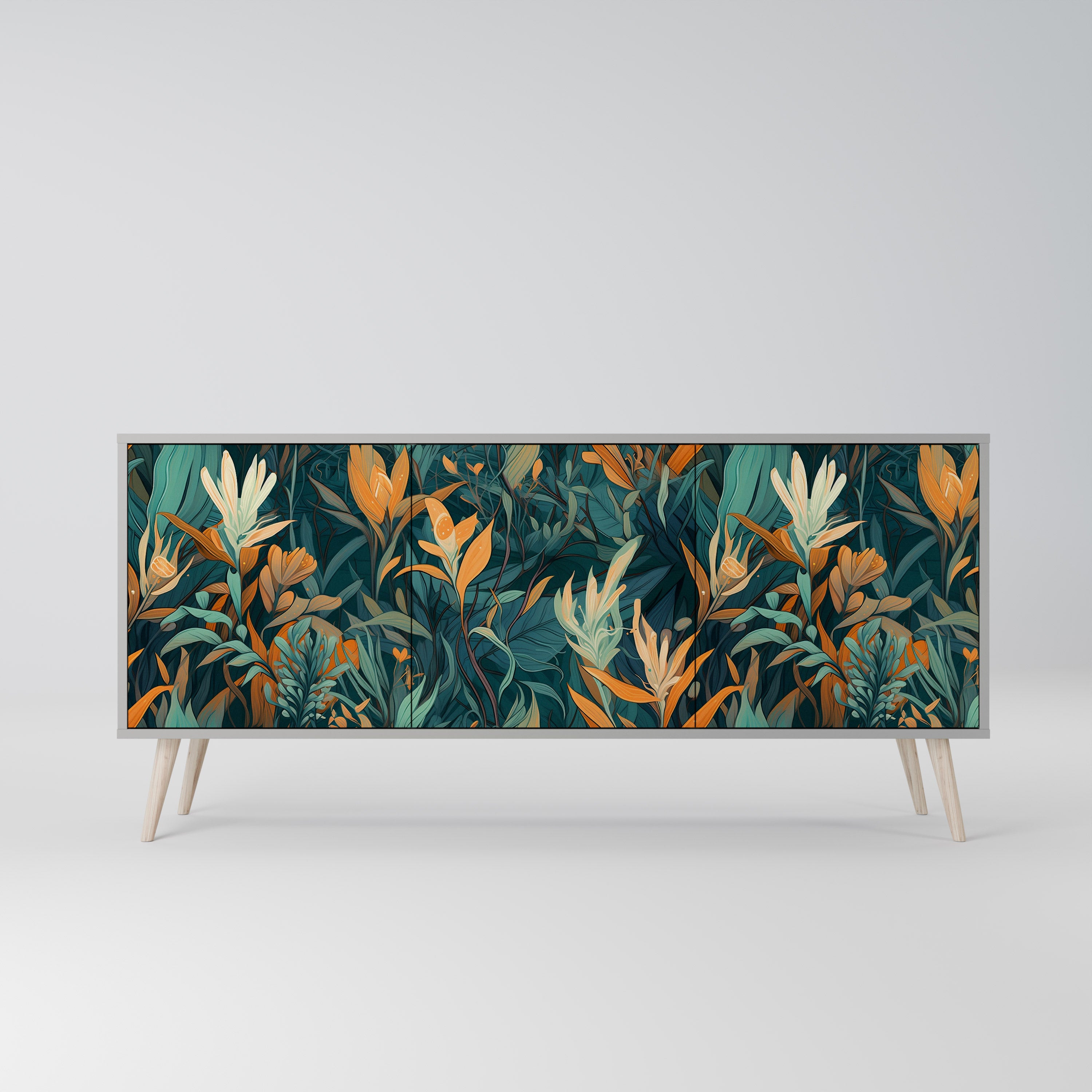 FLORAL SERENITY Komoda 3-drzwiowa korpus Szary