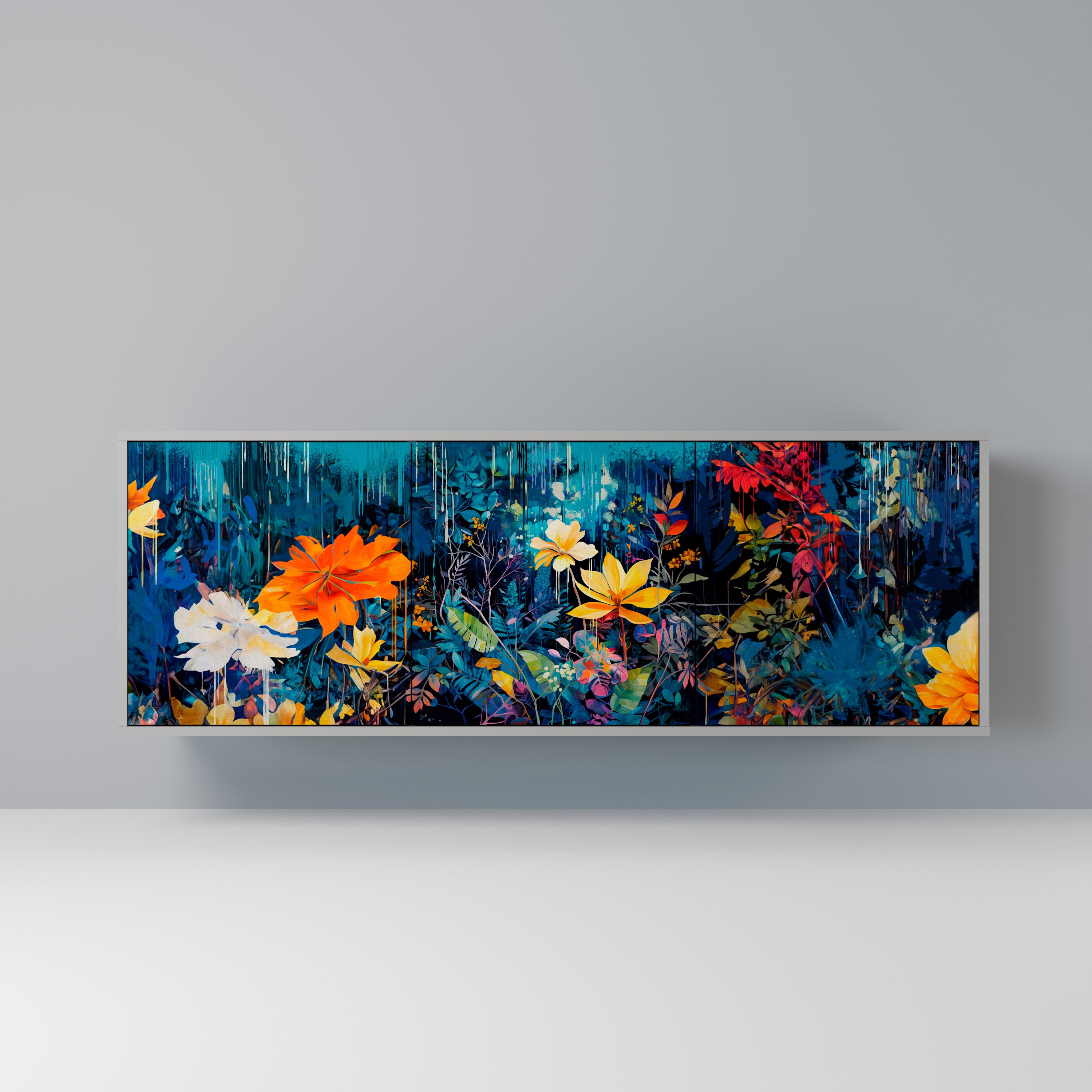 MIDNIGHT BLOSSOM Komoda 3-drzwiowa korpus Szary