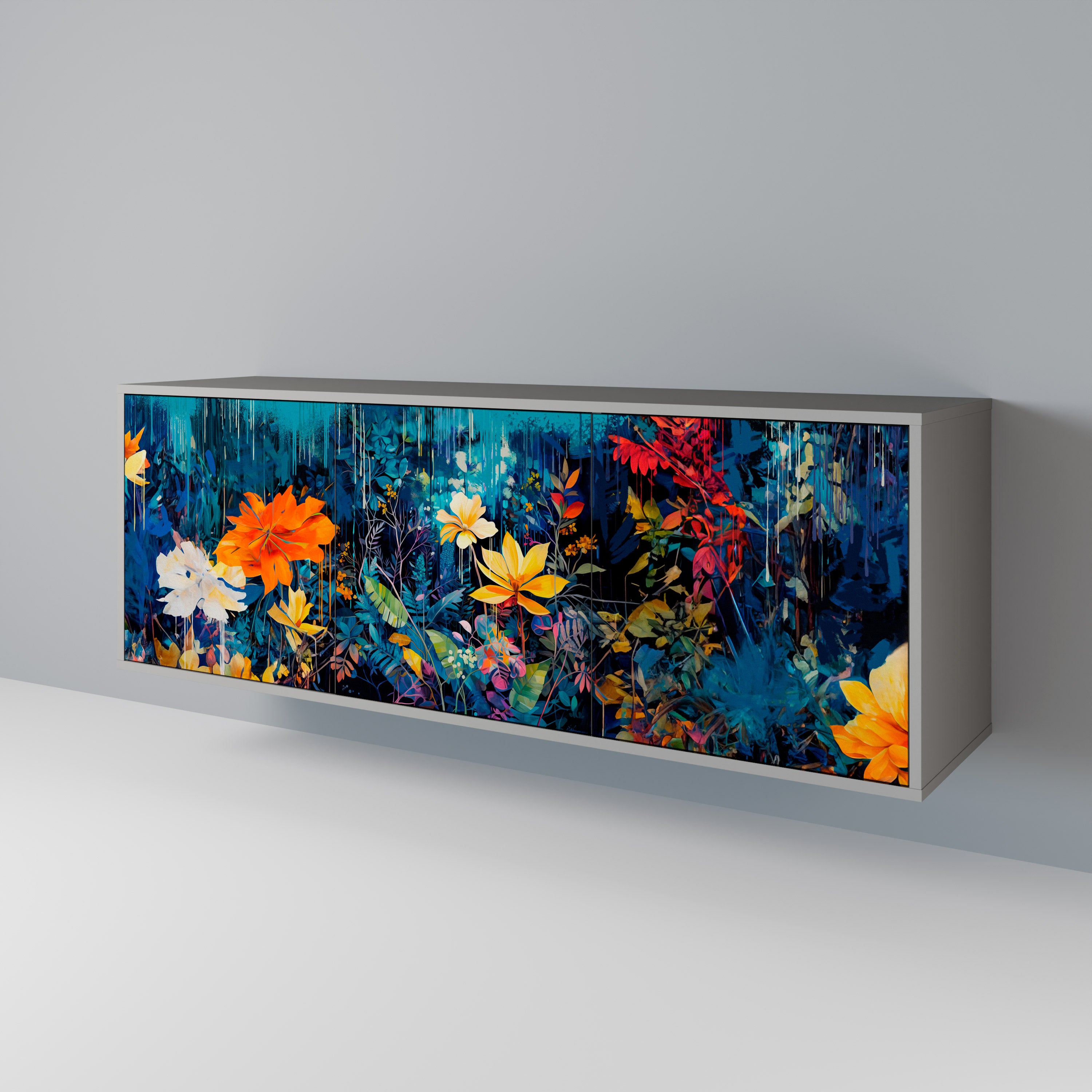 MIDNIGHT BLOSSOM Komoda 3-drzwiowa korpus Szary