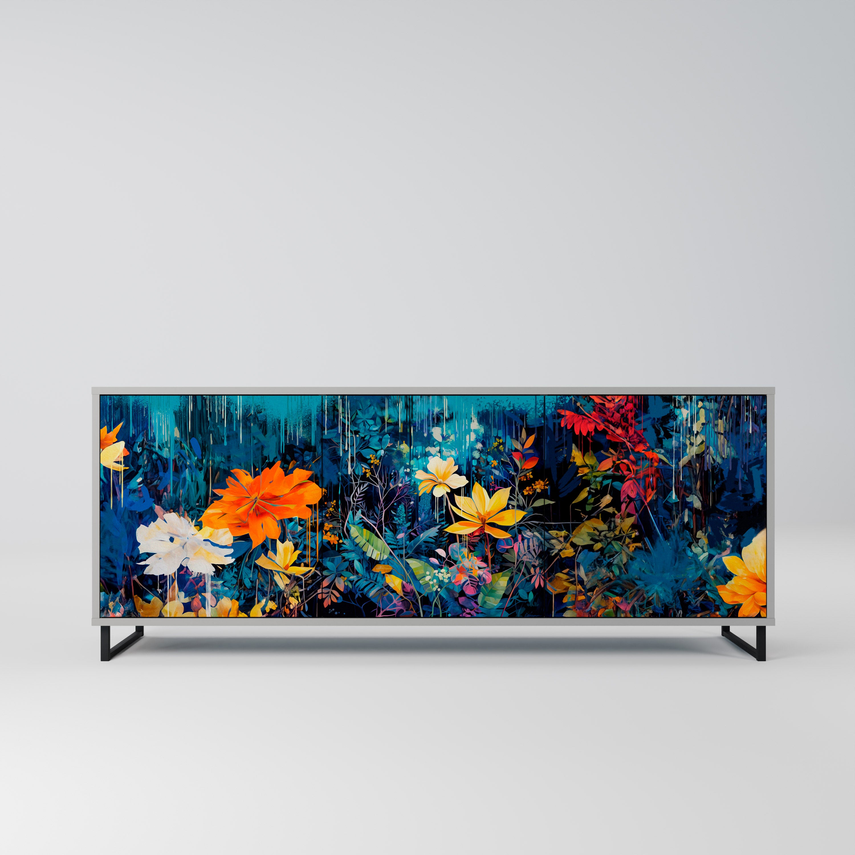MIDNIGHT BLOSSOM Komoda 3-drzwiowa korpus Szary
