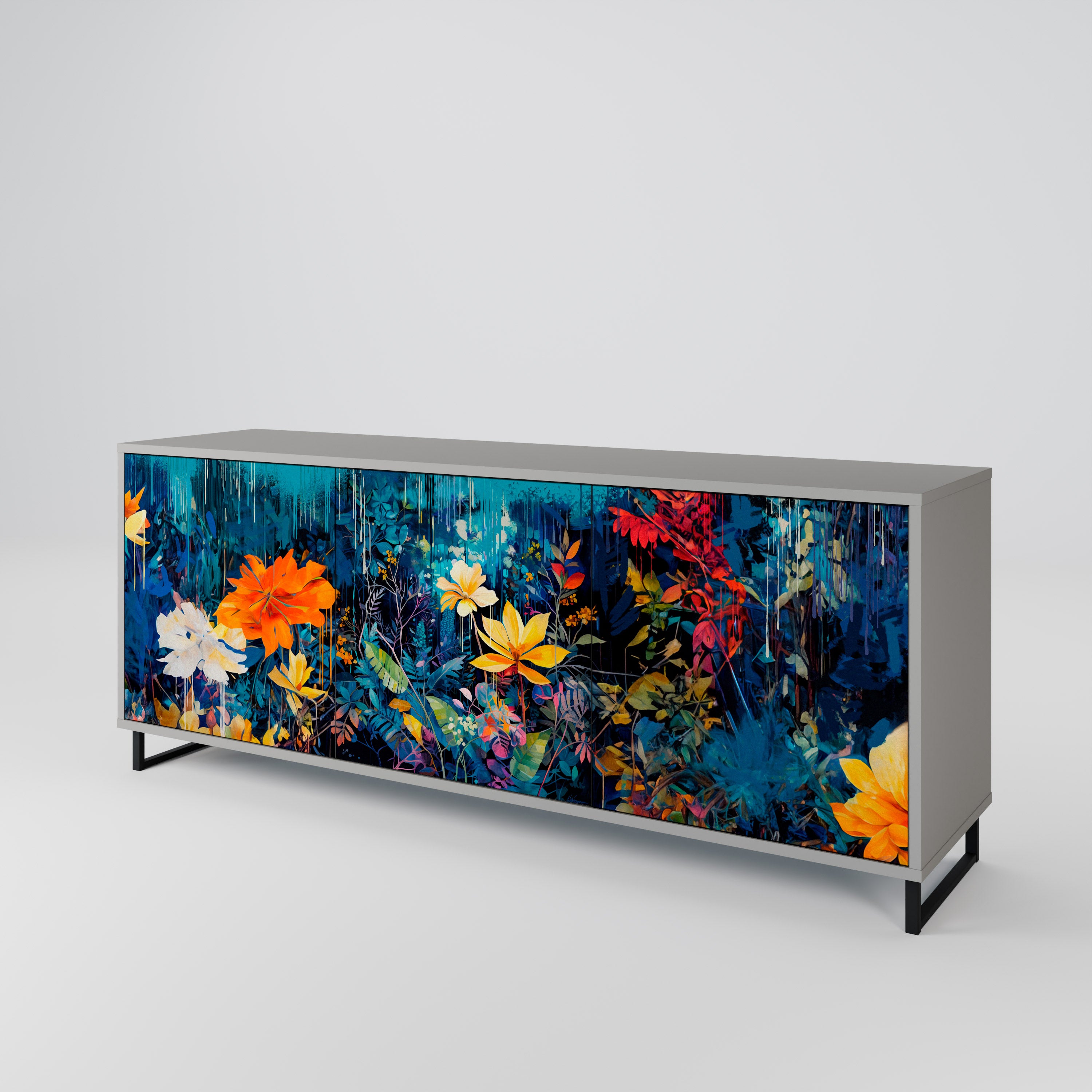 MIDNIGHT BLOSSOM Komoda 3-drzwiowa korpus Szary