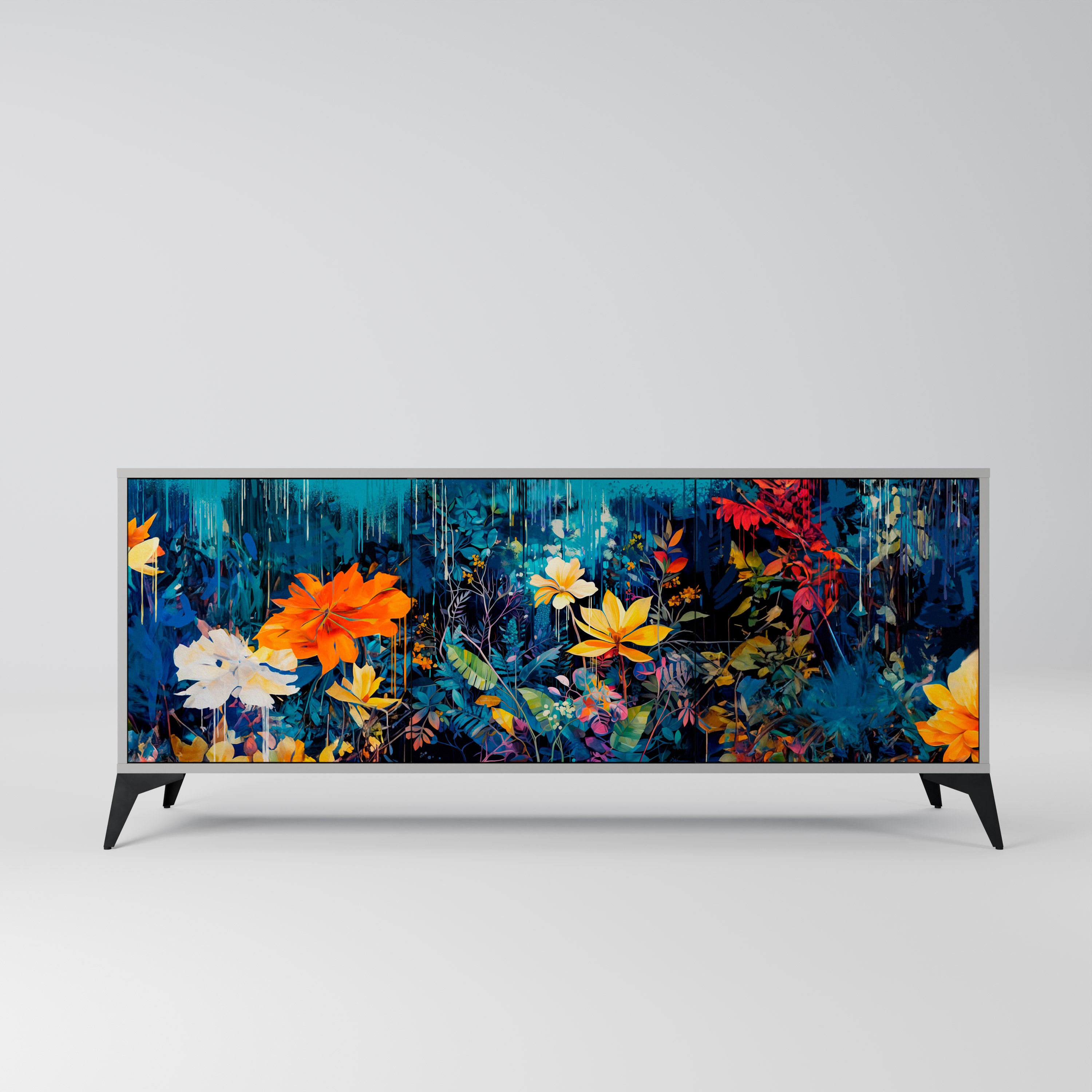 MIDNIGHT BLOSSOM Komoda 3-drzwiowa korpus Szary