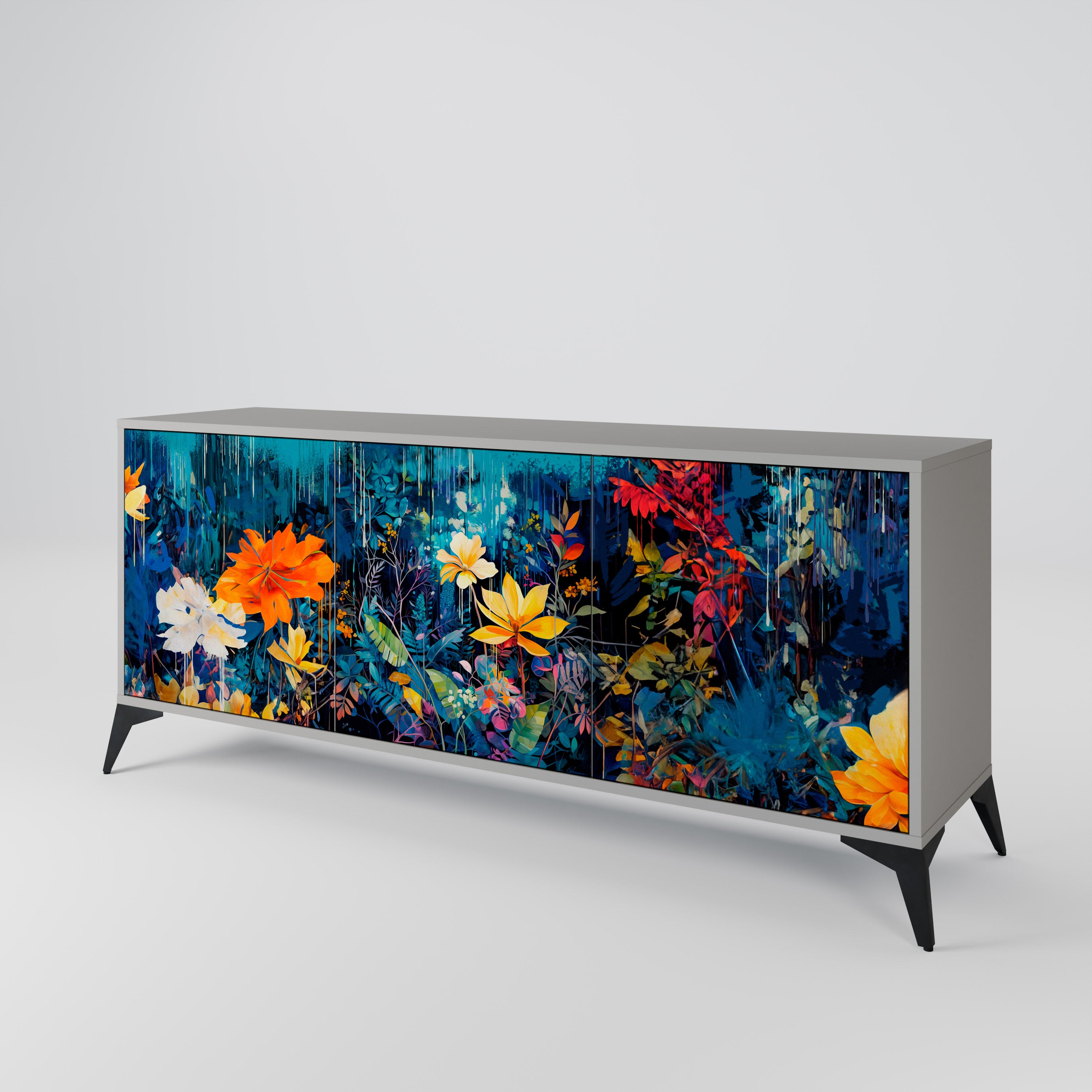 MIDNIGHT BLOSSOM Komoda 3-drzwiowa korpus Szary