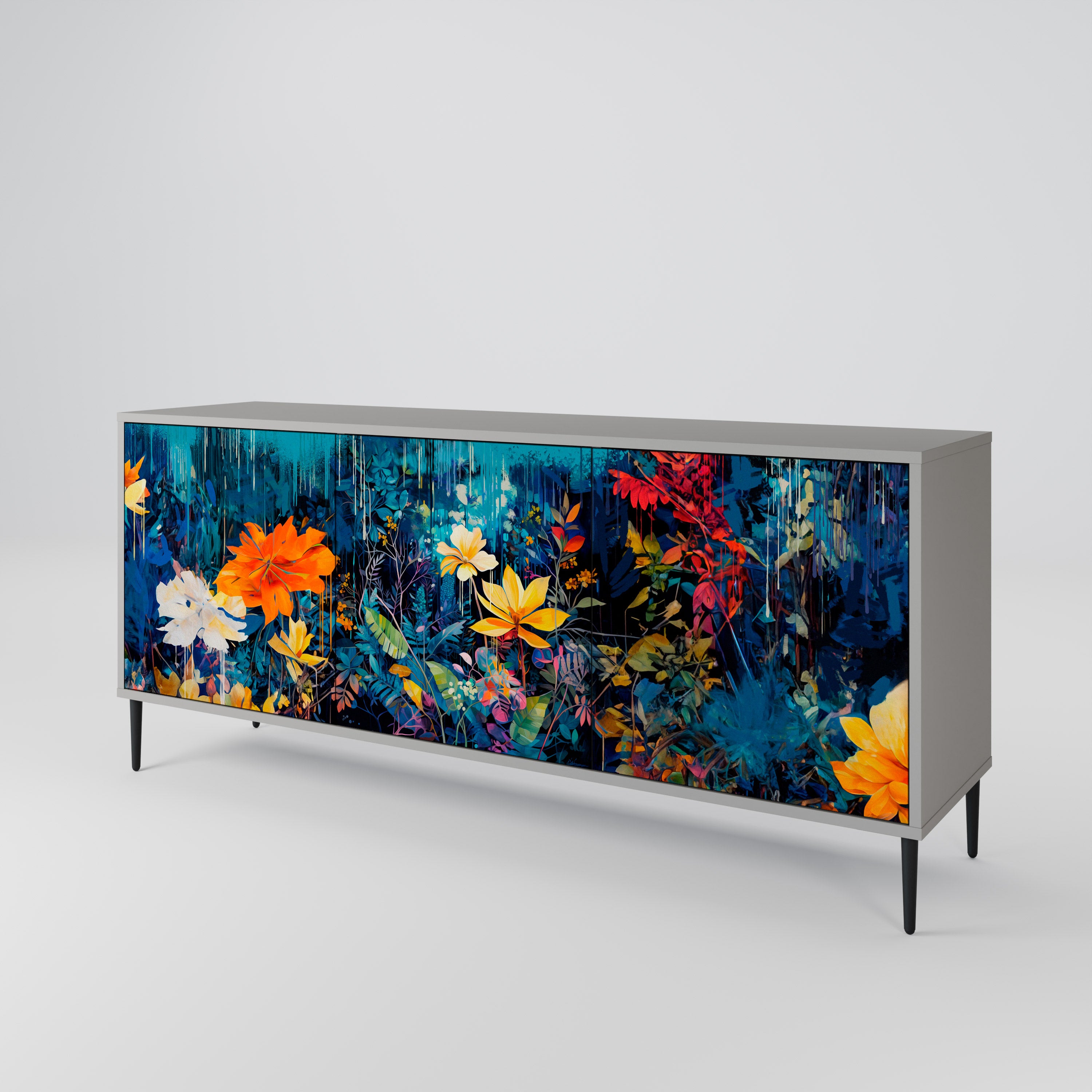 MIDNIGHT BLOSSOM Komoda 3-drzwiowa korpus Szary