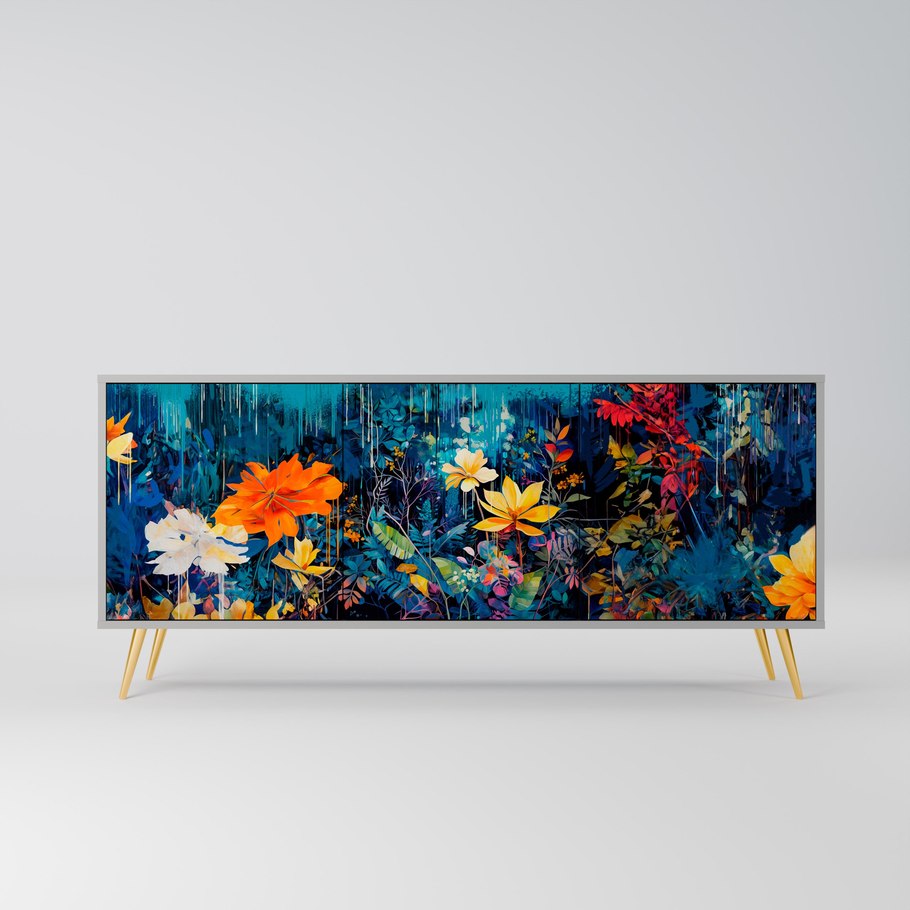 MIDNIGHT BLOSSOM Komoda 3-drzwiowa korpus Szary