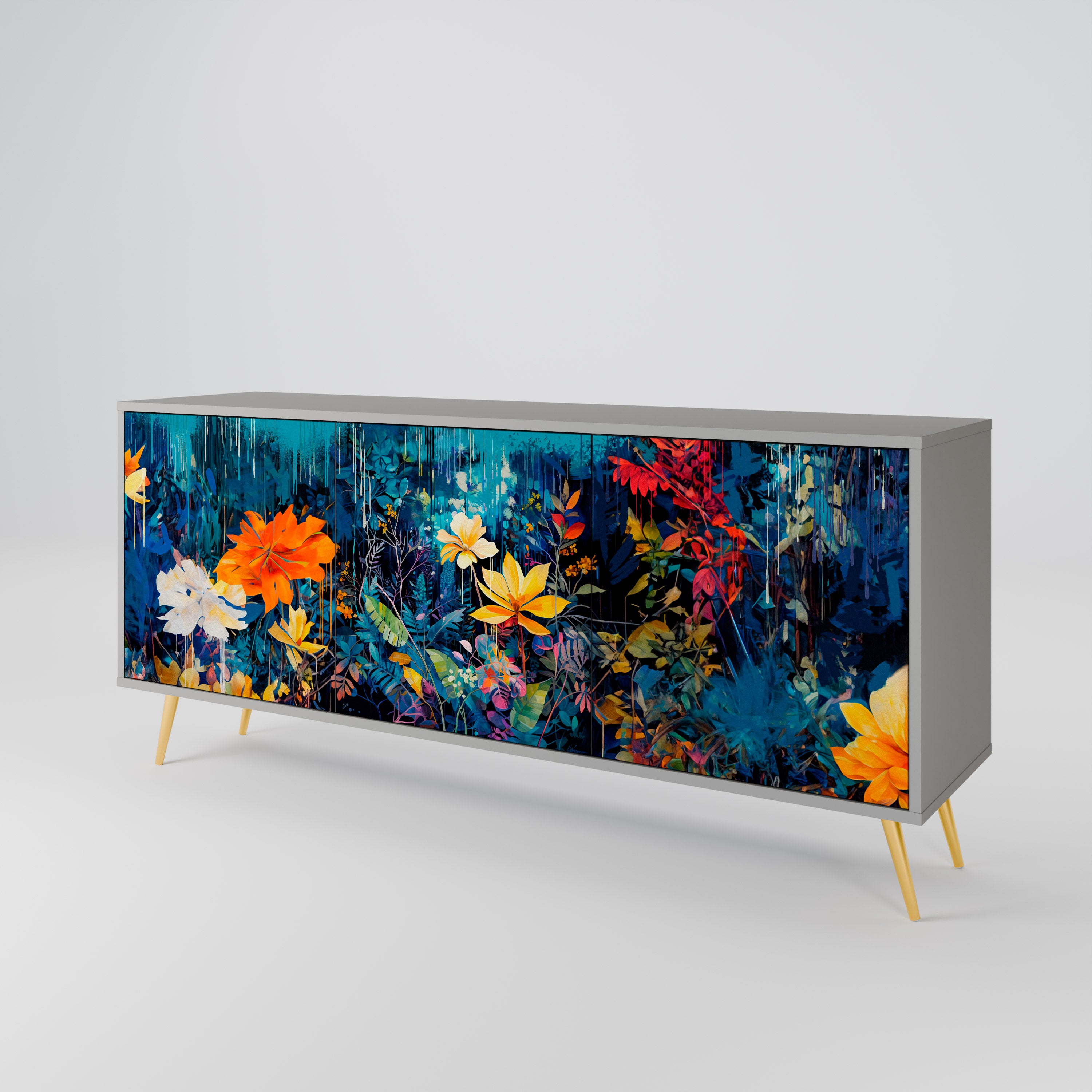 MIDNIGHT BLOSSOM Komoda 3-drzwiowa korpus Szary