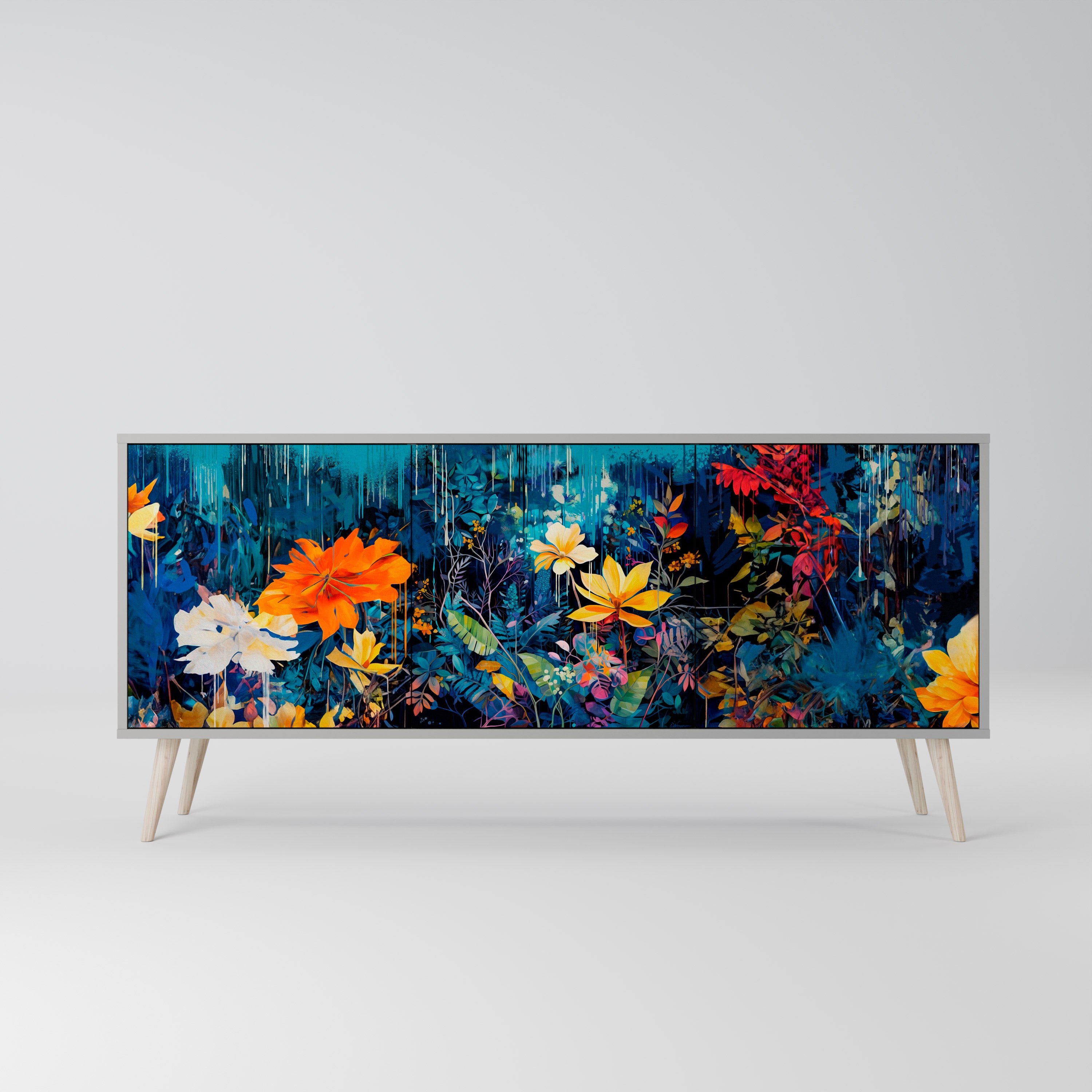 MIDNIGHT BLOSSOM Komoda 3-drzwiowa korpus Szary