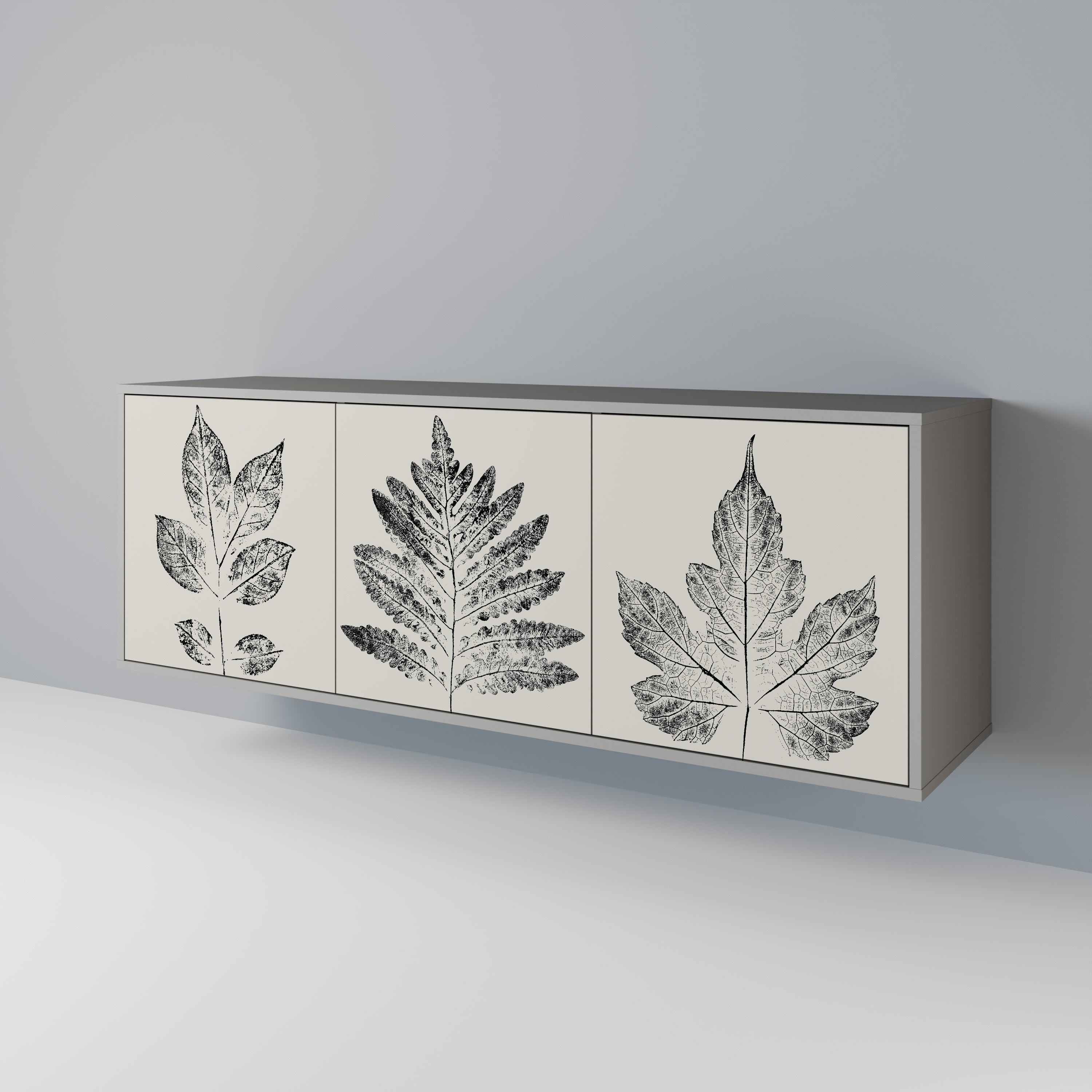 LEAFY STAMPS Komoda 3-drzwiowa korpus Szary