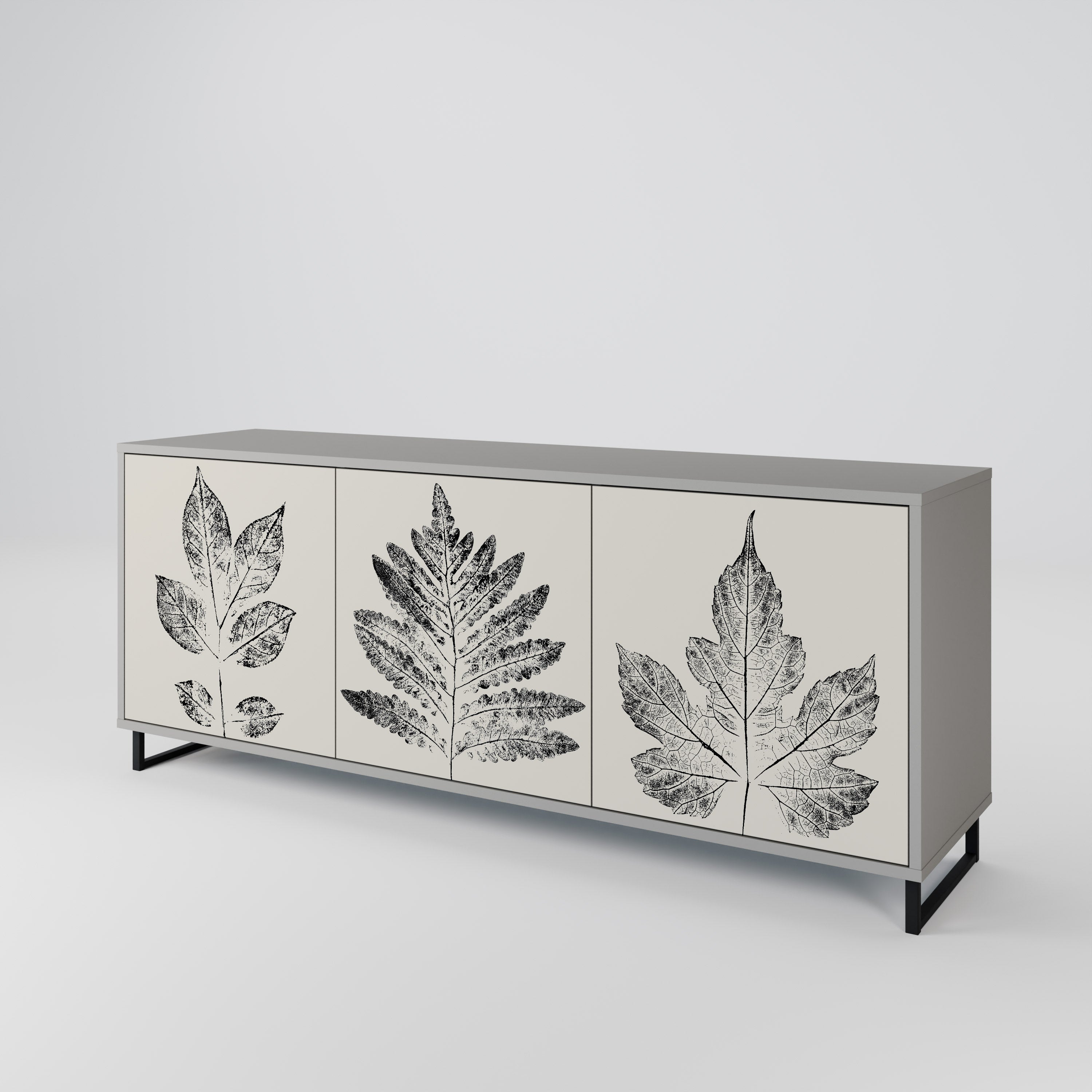 LEAFY STAMPS Komoda 3-drzwiowa korpus Szary