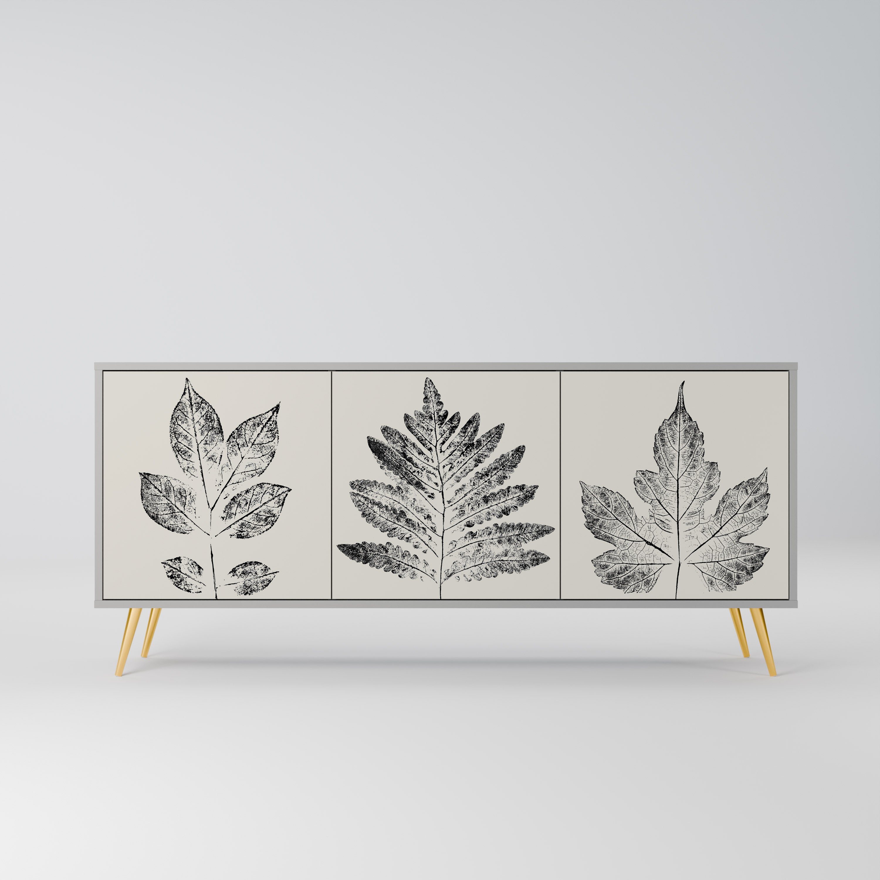 LEAFY STAMPS Komoda 3-drzwiowa korpus Szary