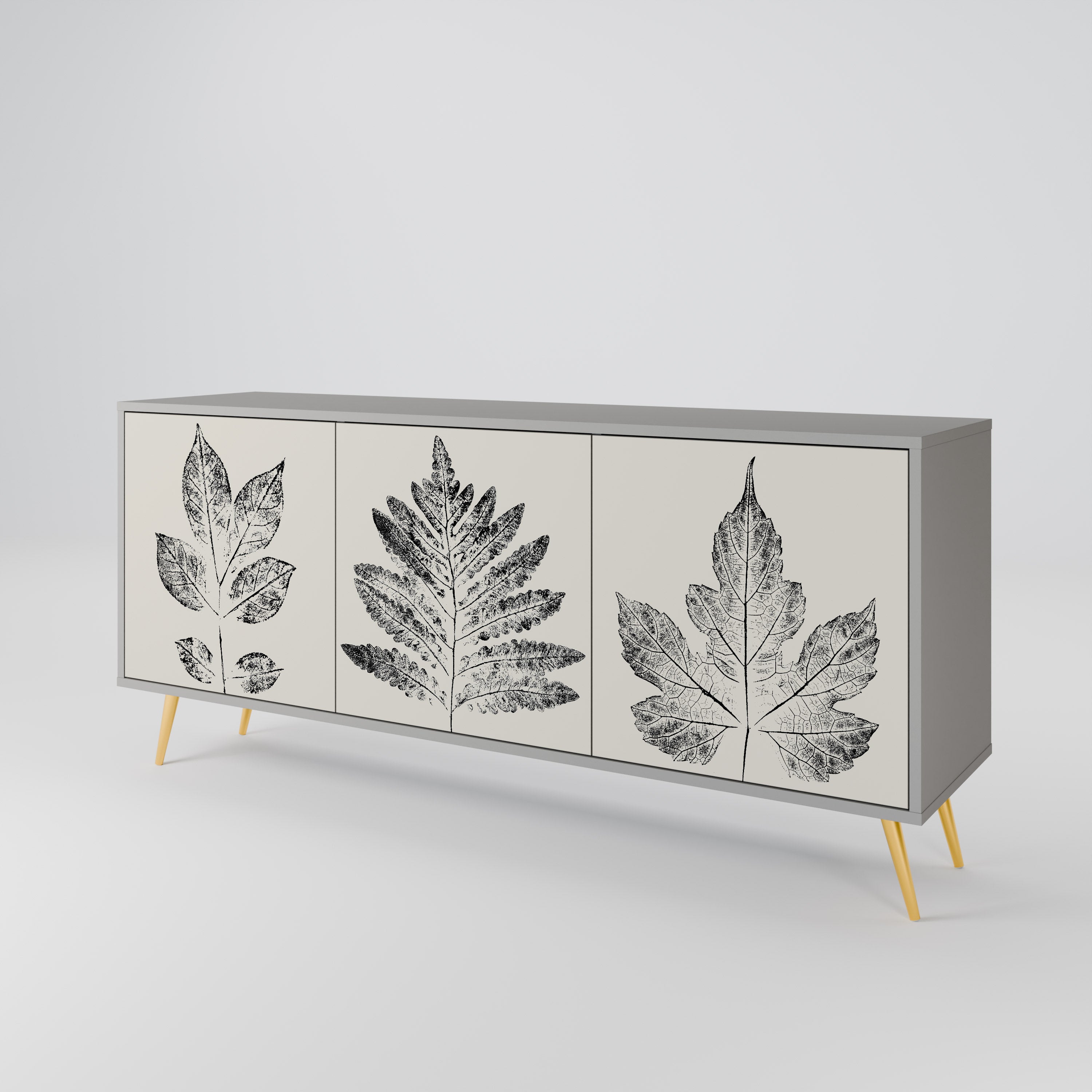 LEAFY STAMPS Komoda 3-drzwiowa korpus Szary