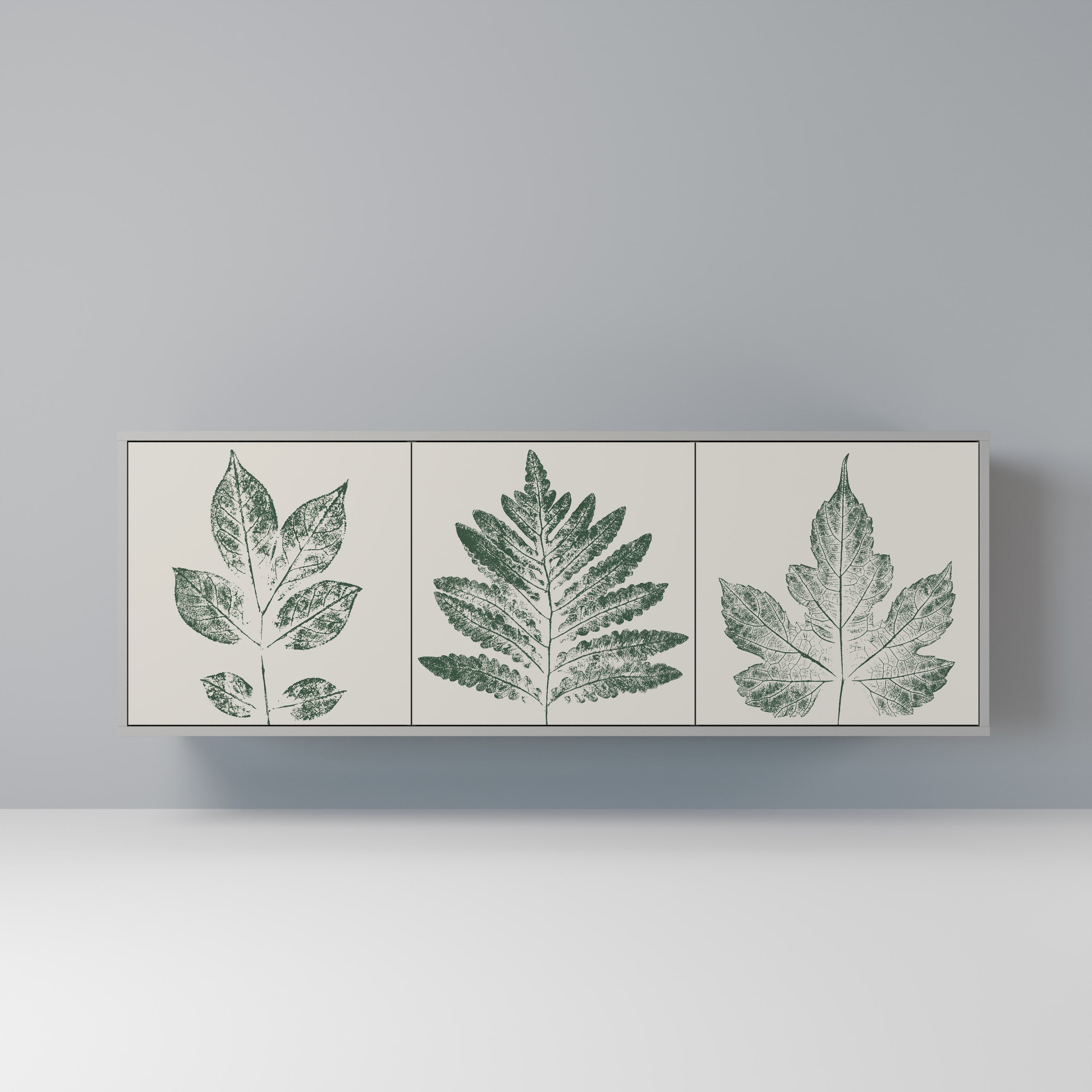 GREEN LEAFY STAMPS Komoda 3-drzwiowa korpus Szary