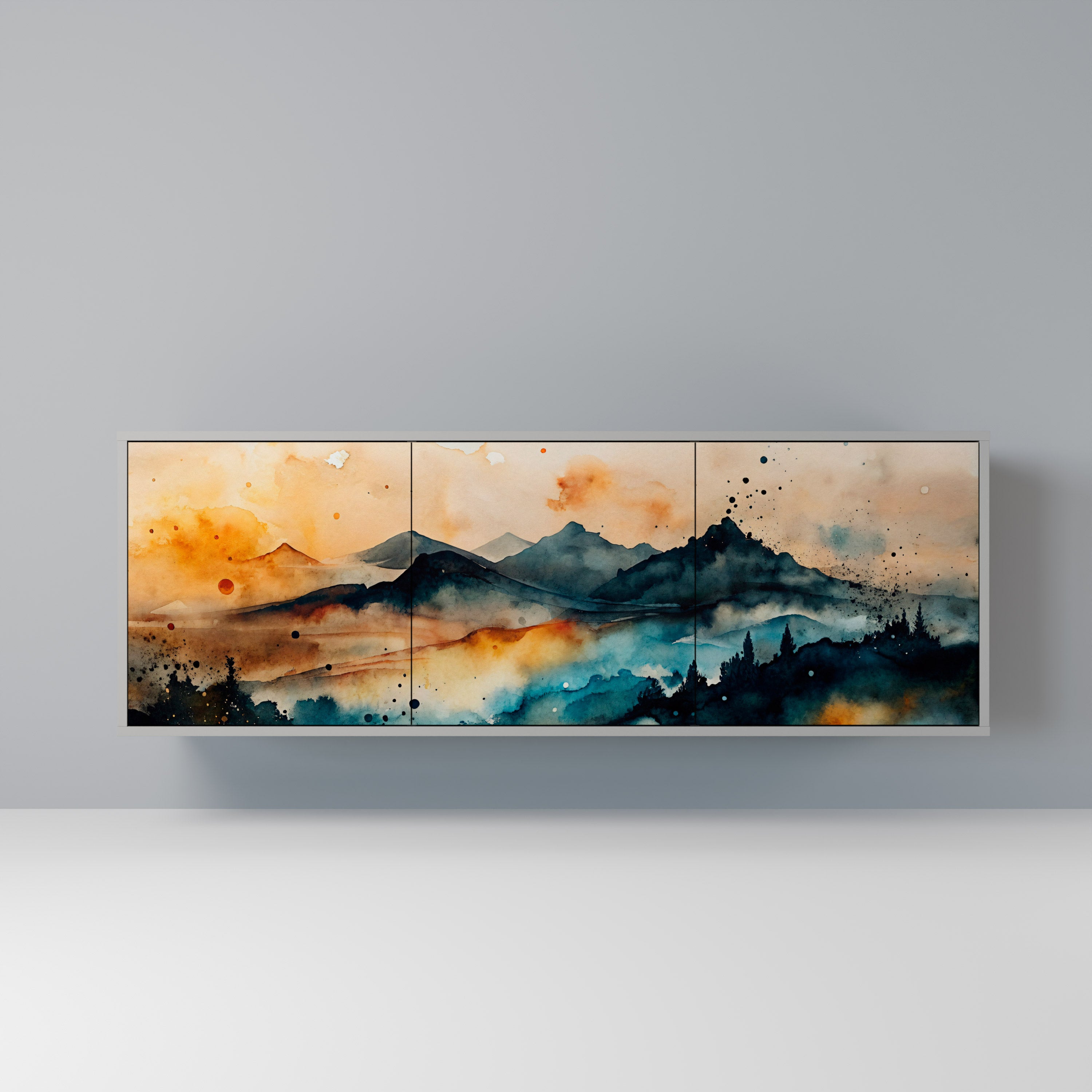 OMINOUS MOUNTAINS Komoda 3-drzwiowa korpus Szary