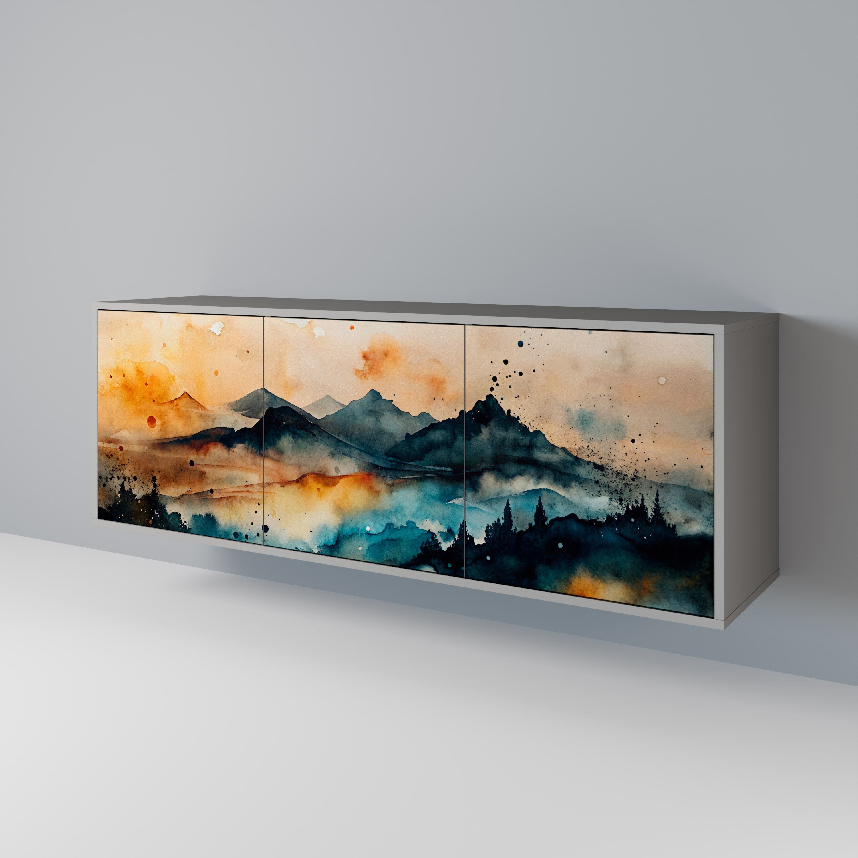 OMINOUS MOUNTAINS Komoda 3-drzwiowa korpus Szary
