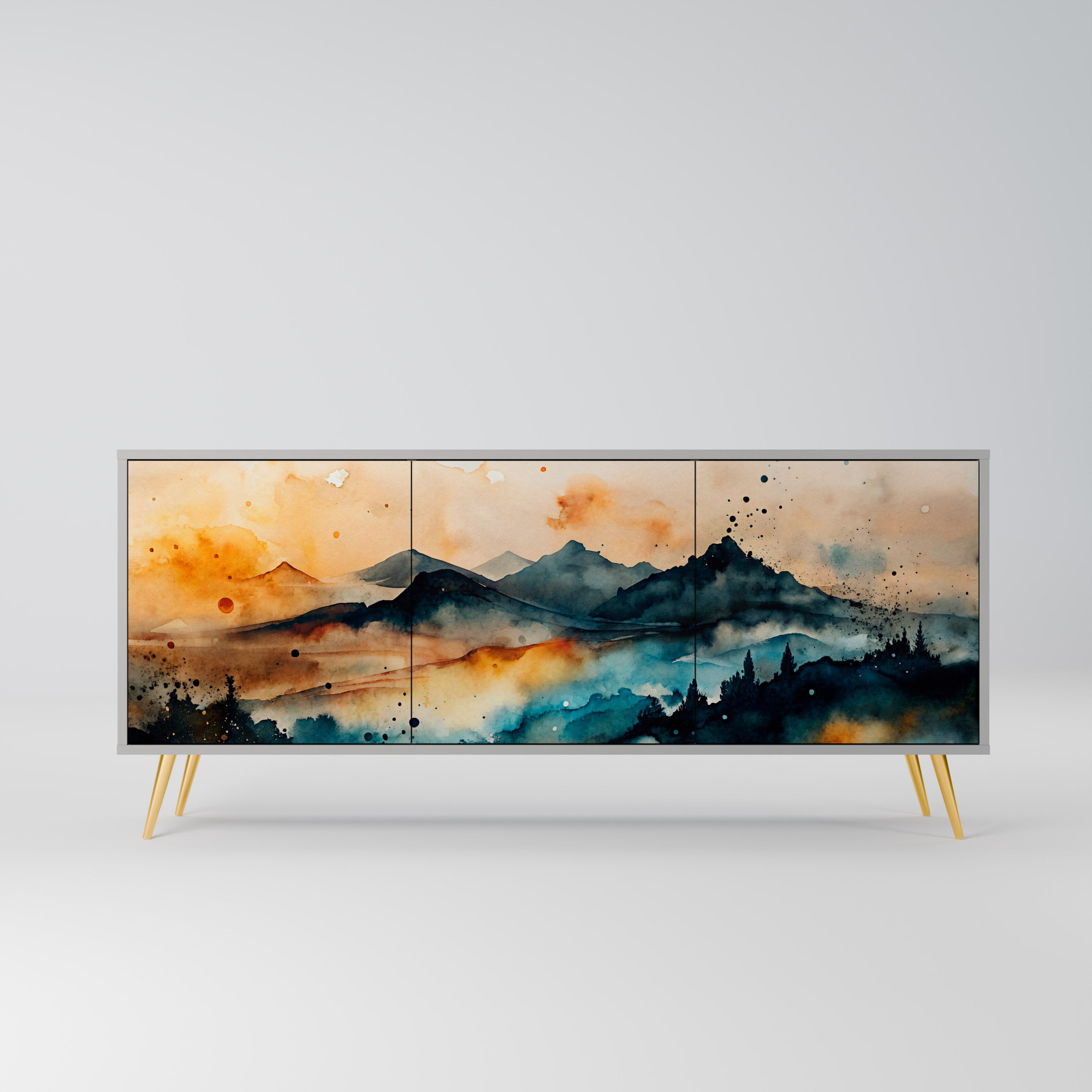 OMINOUS MOUNTAINS Komoda 3-drzwiowa korpus Szary