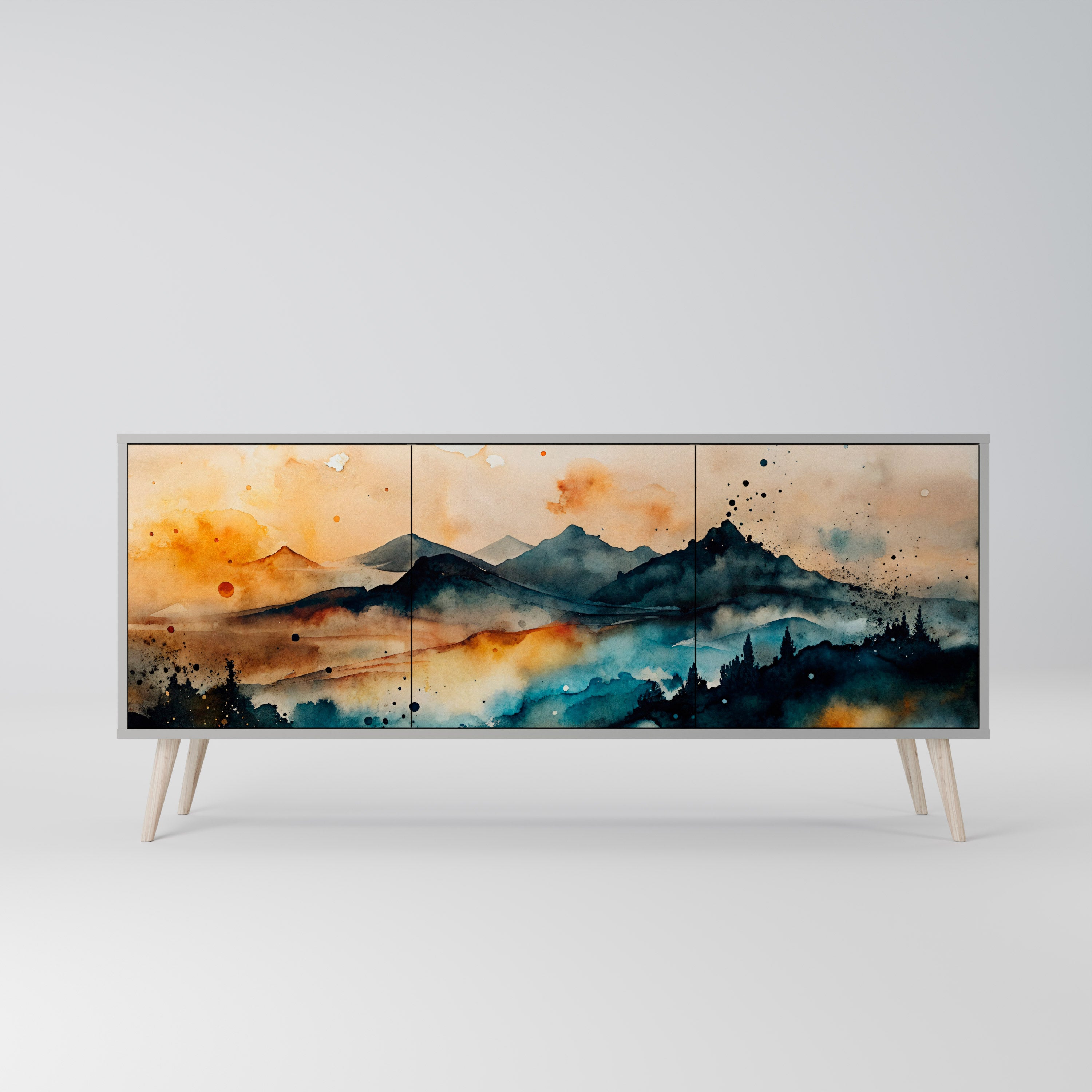 OMINOUS MOUNTAINS Komoda 3-drzwiowa korpus Szary