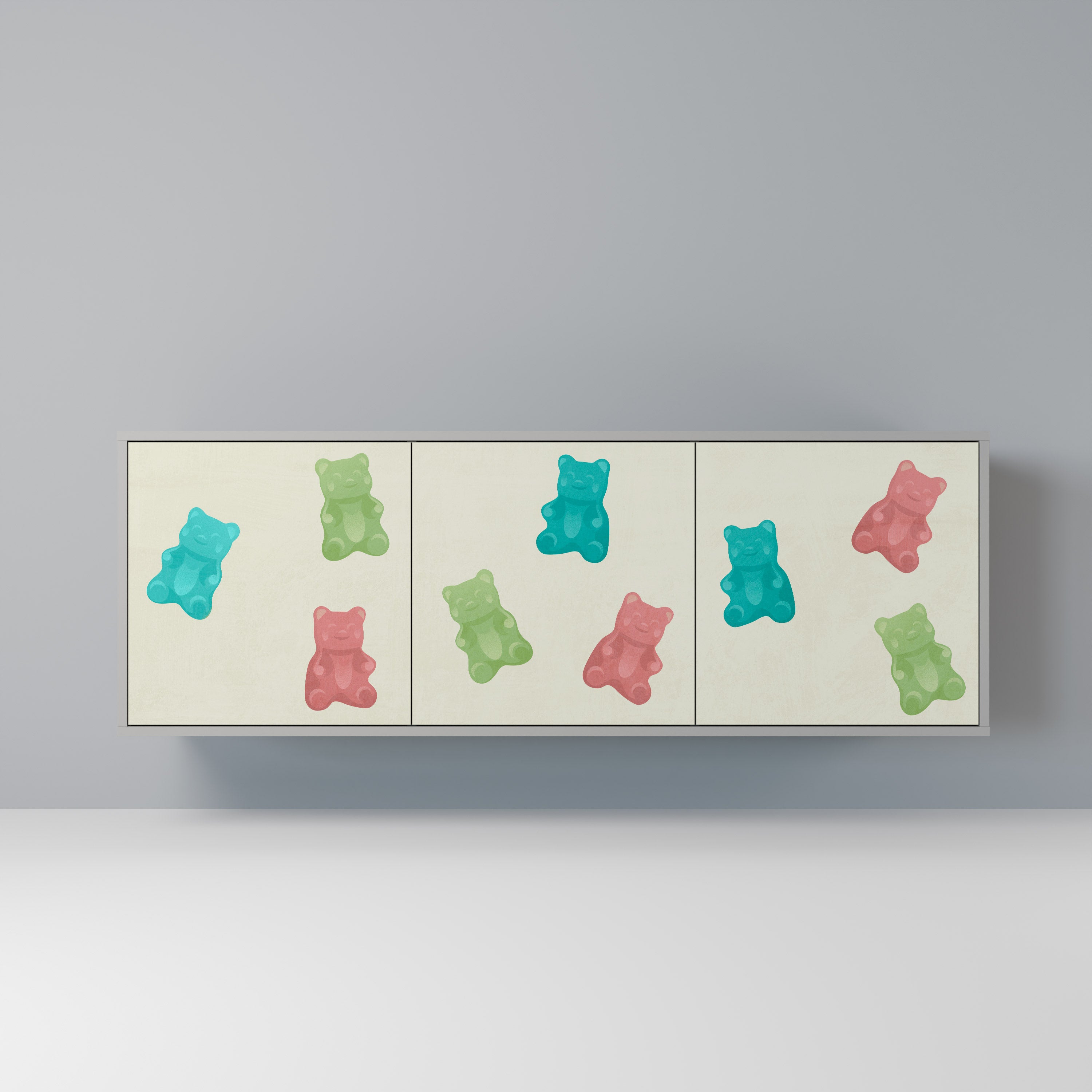 GUMMY BEARS Komoda 3-drzwiowa korpus Szary