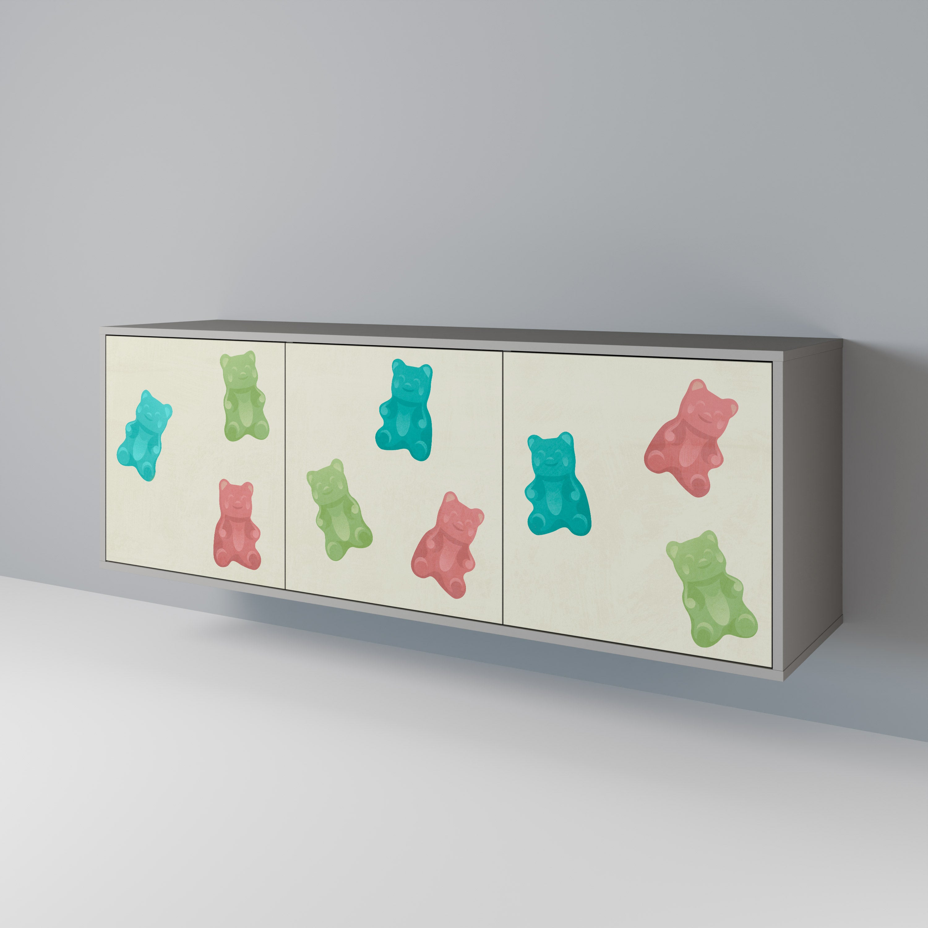 GUMMY BEARS Komoda 3-drzwiowa korpus Szary