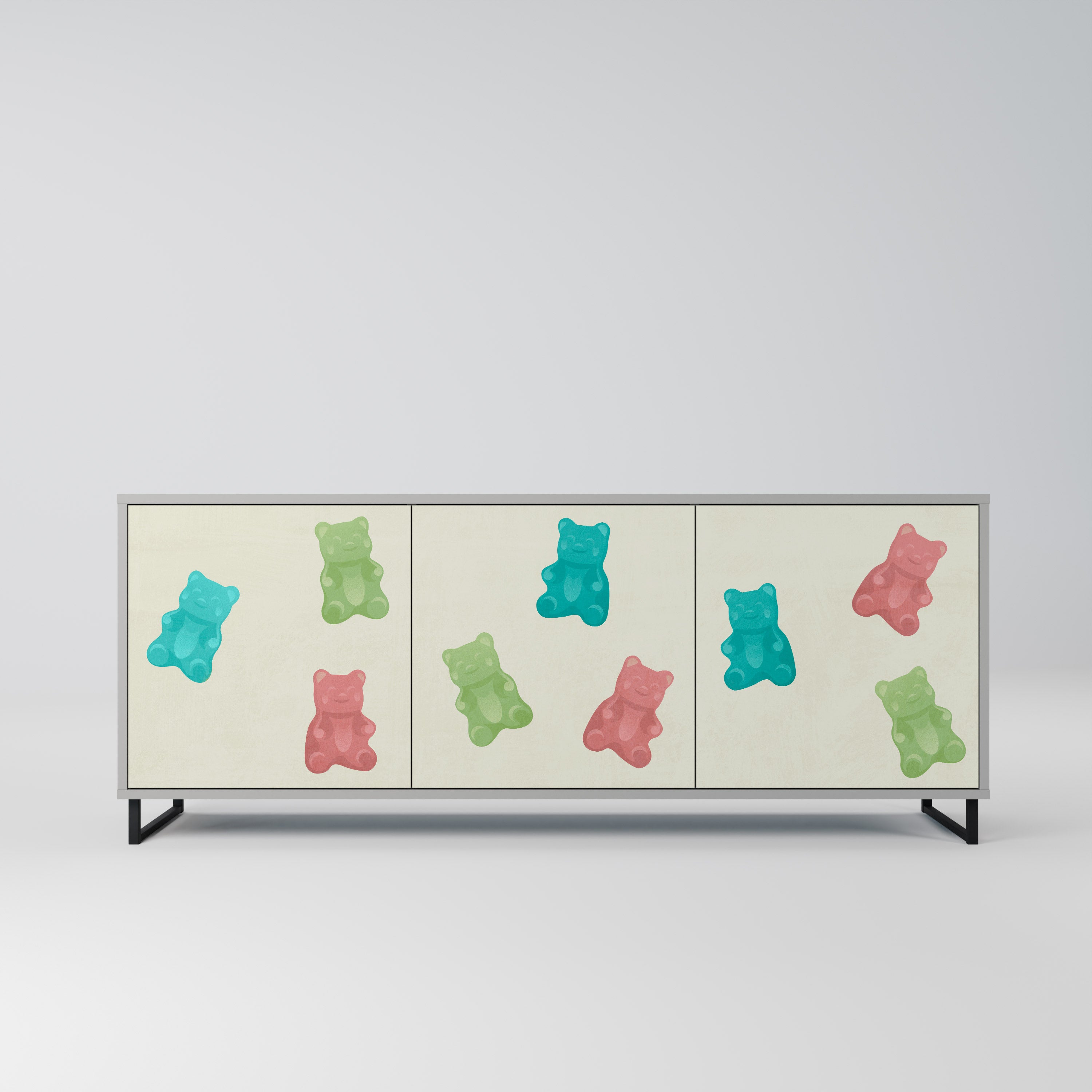 GUMMY BEARS Komoda 3-drzwiowa korpus Szary