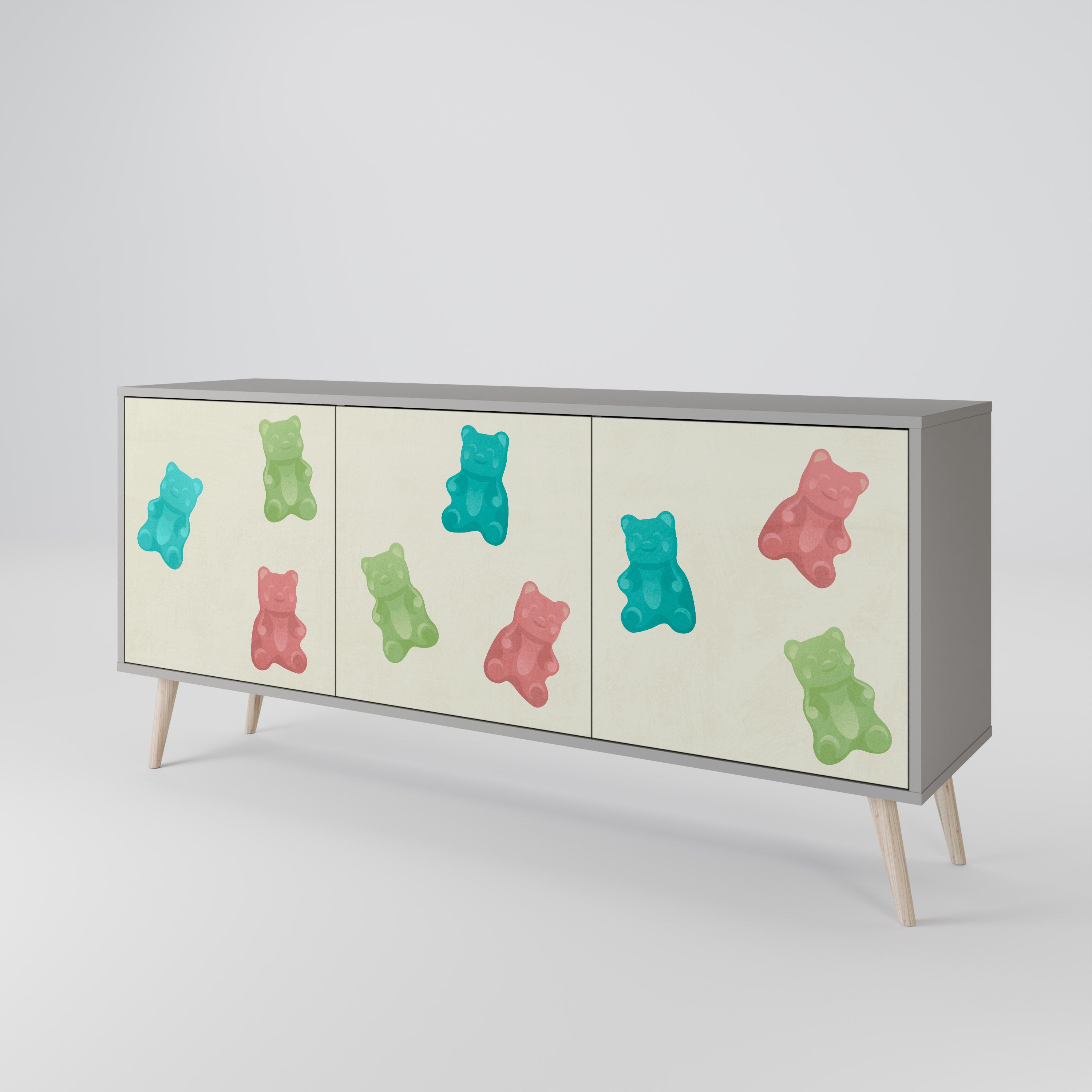 GUMMY BEARS Komoda 3-drzwiowa korpus Szary