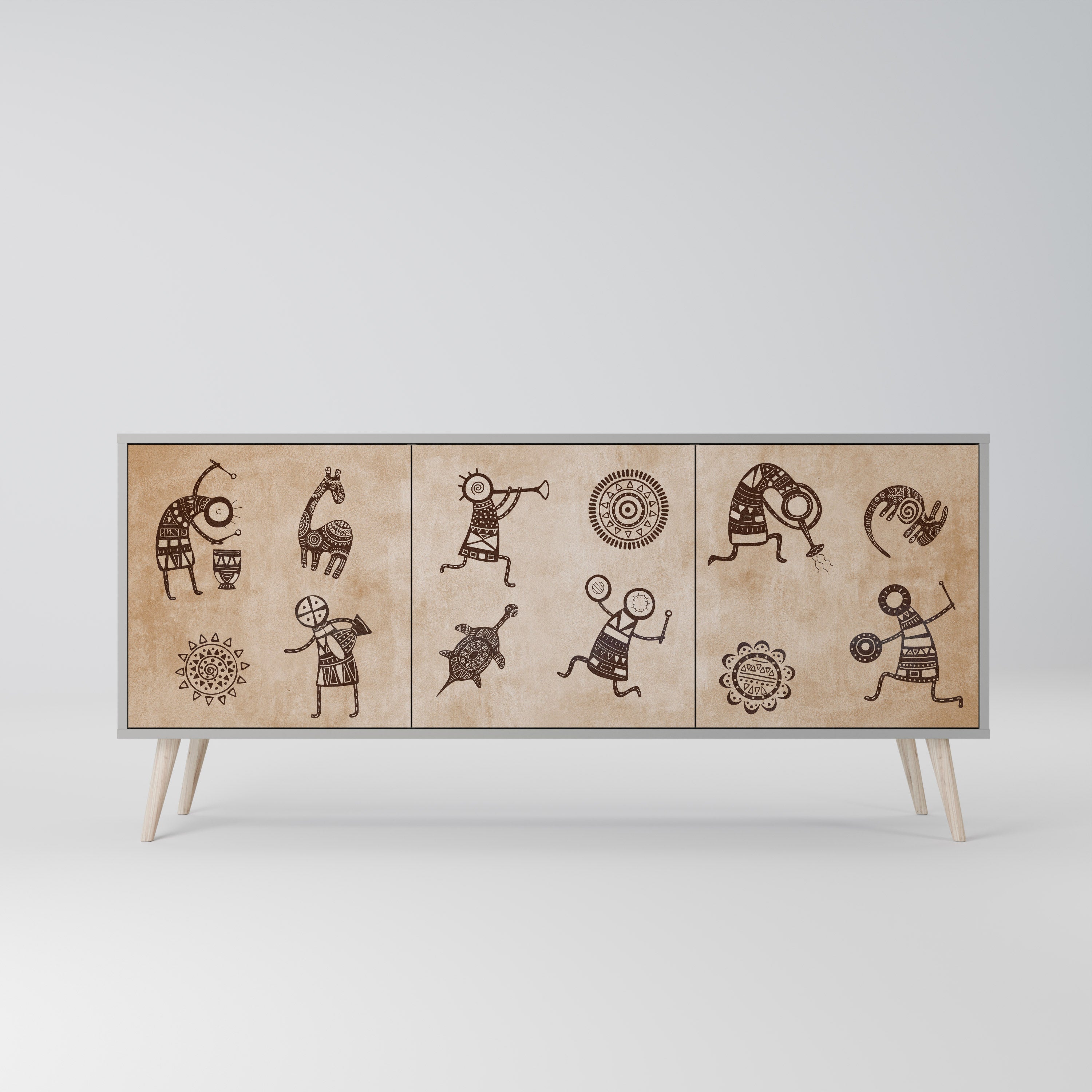 AFRICAN STYLE Komoda 3-drzwiowa korpus Szary