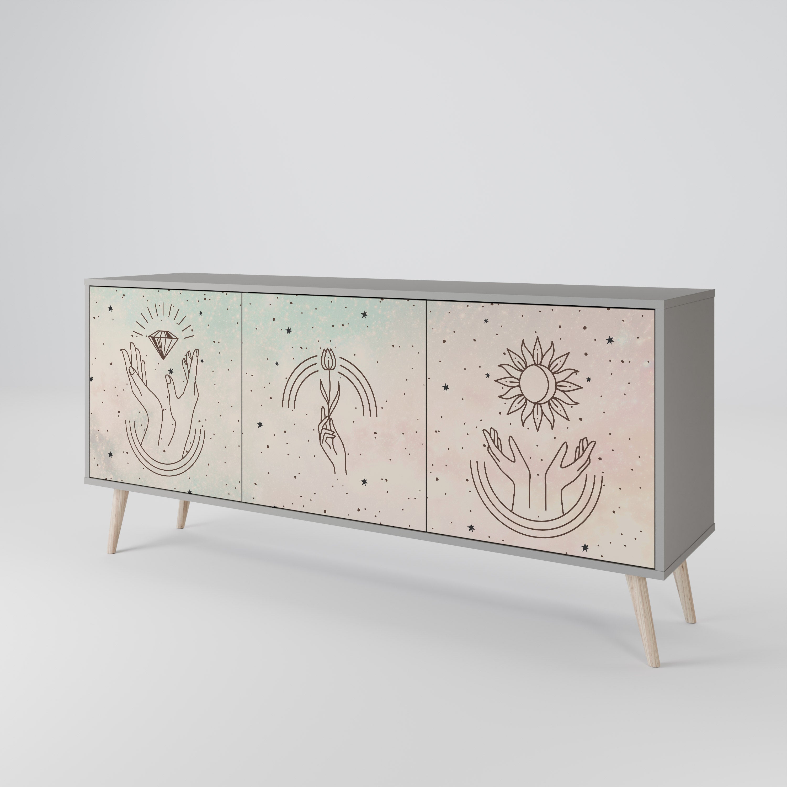 DELICATE BEAUTY Komoda 3-drzwiowa korpus Szary
