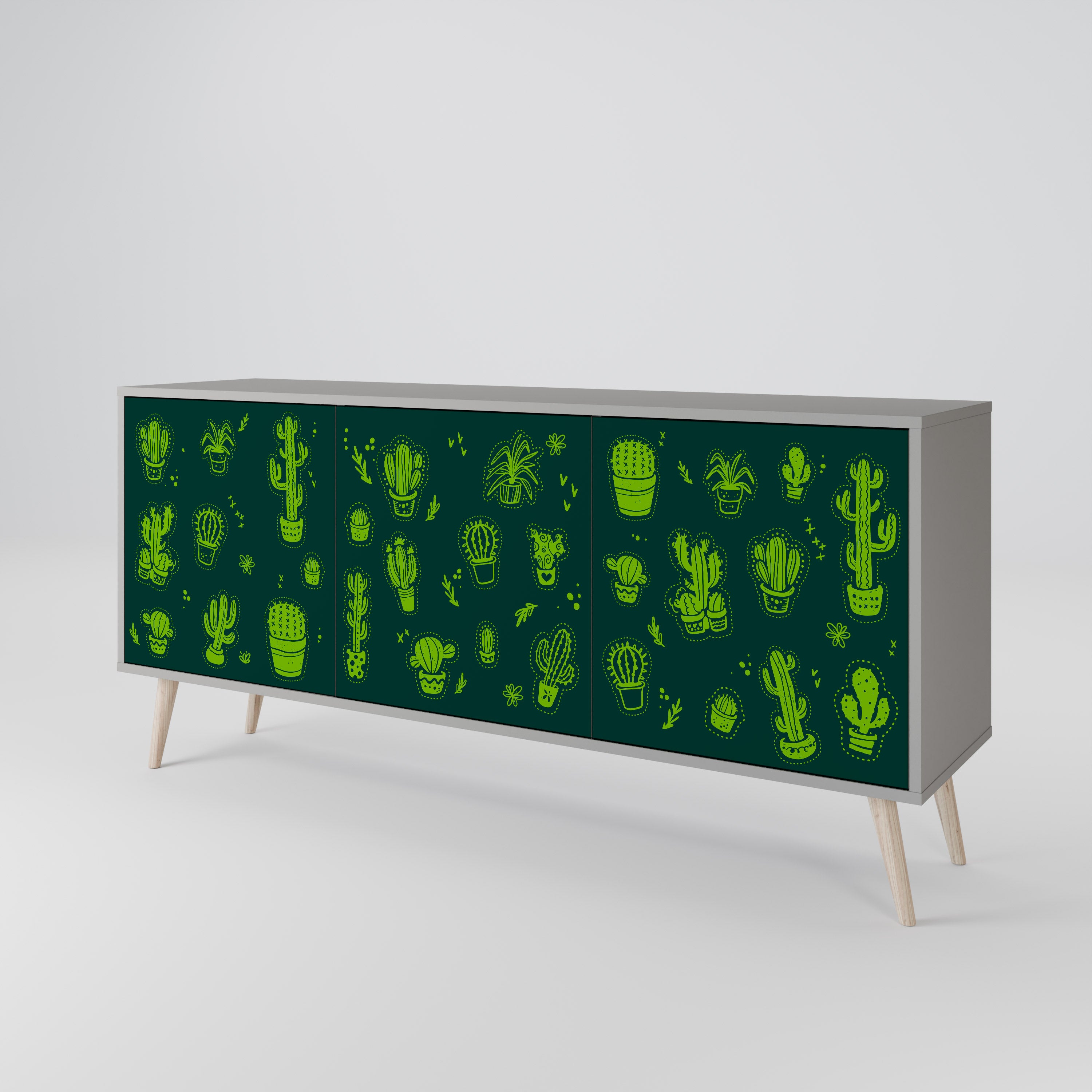 DESERT GREEN Komoda 3-drzwiowa korpus Szary