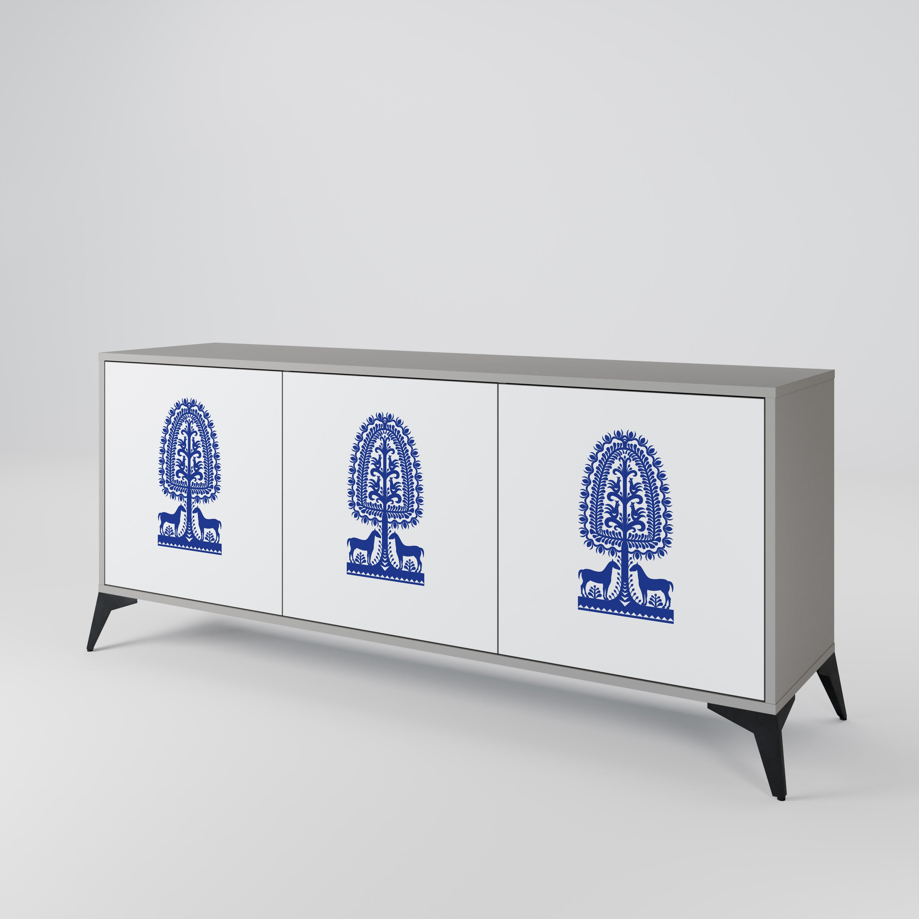 POLISH FOLK ART Komoda 3-drzwiowa korpus Szary