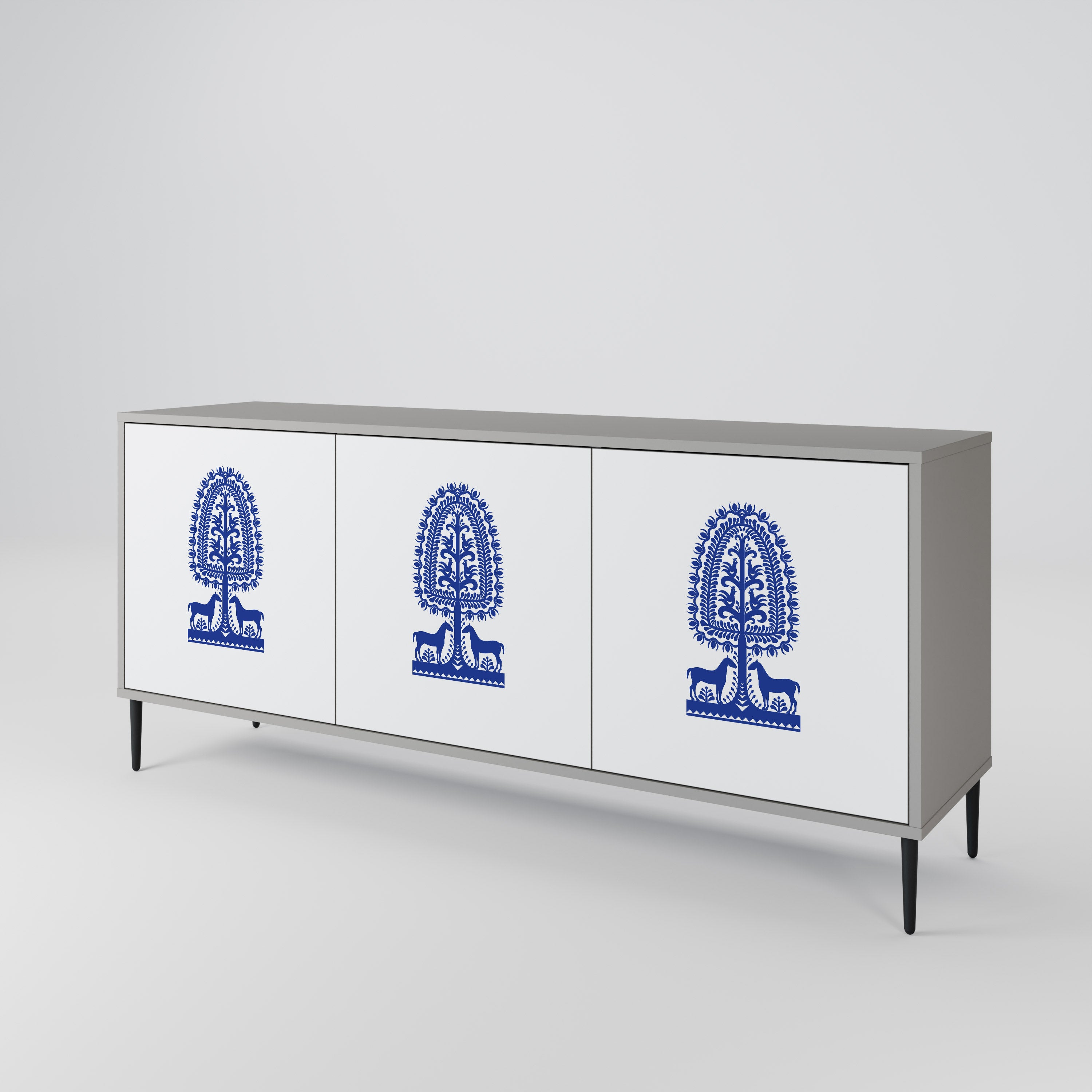 POLISH FOLK ART Komoda 3-drzwiowa korpus Szary