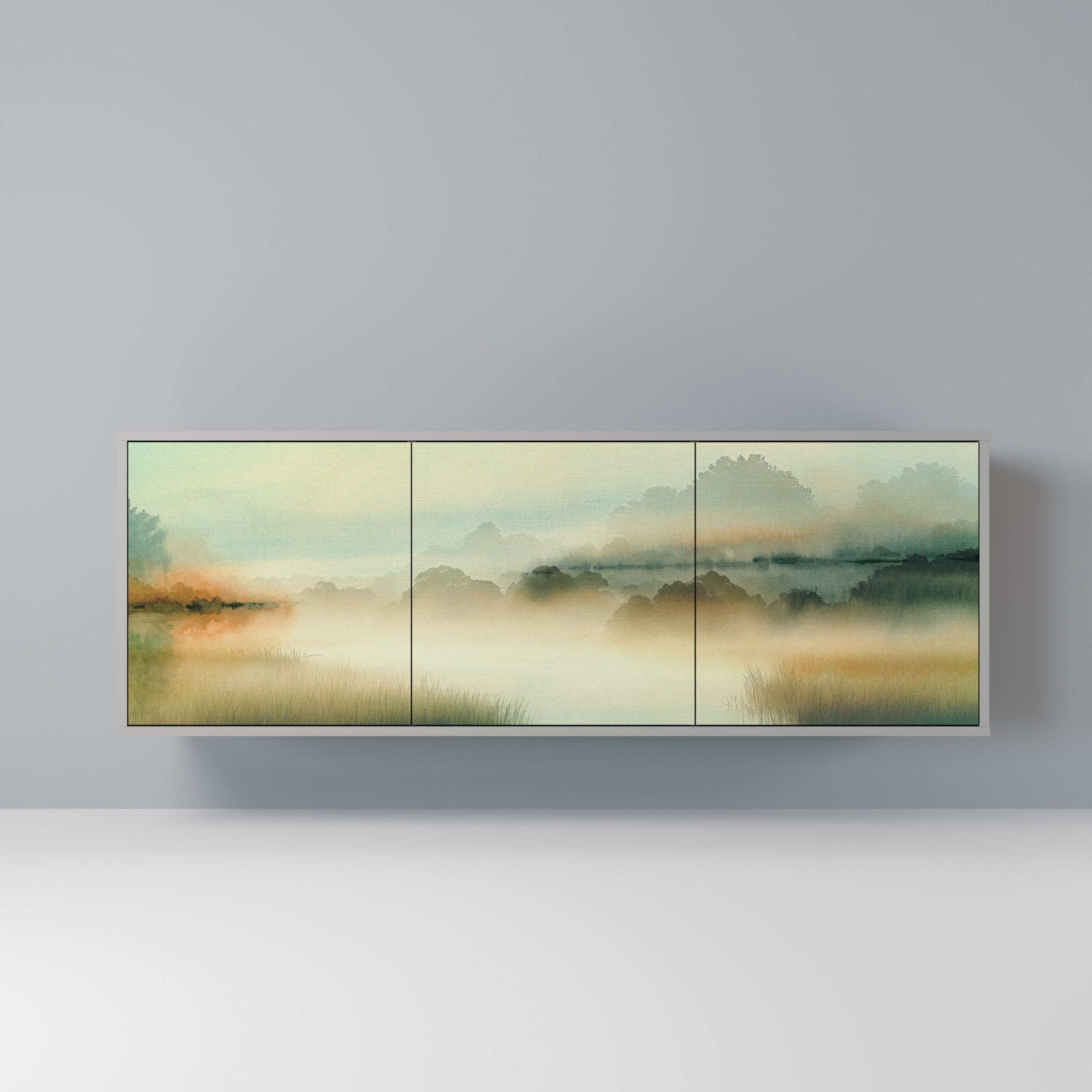 MORNING BY THE LAKE Komoda 3-drzwiowa korpus Szary
