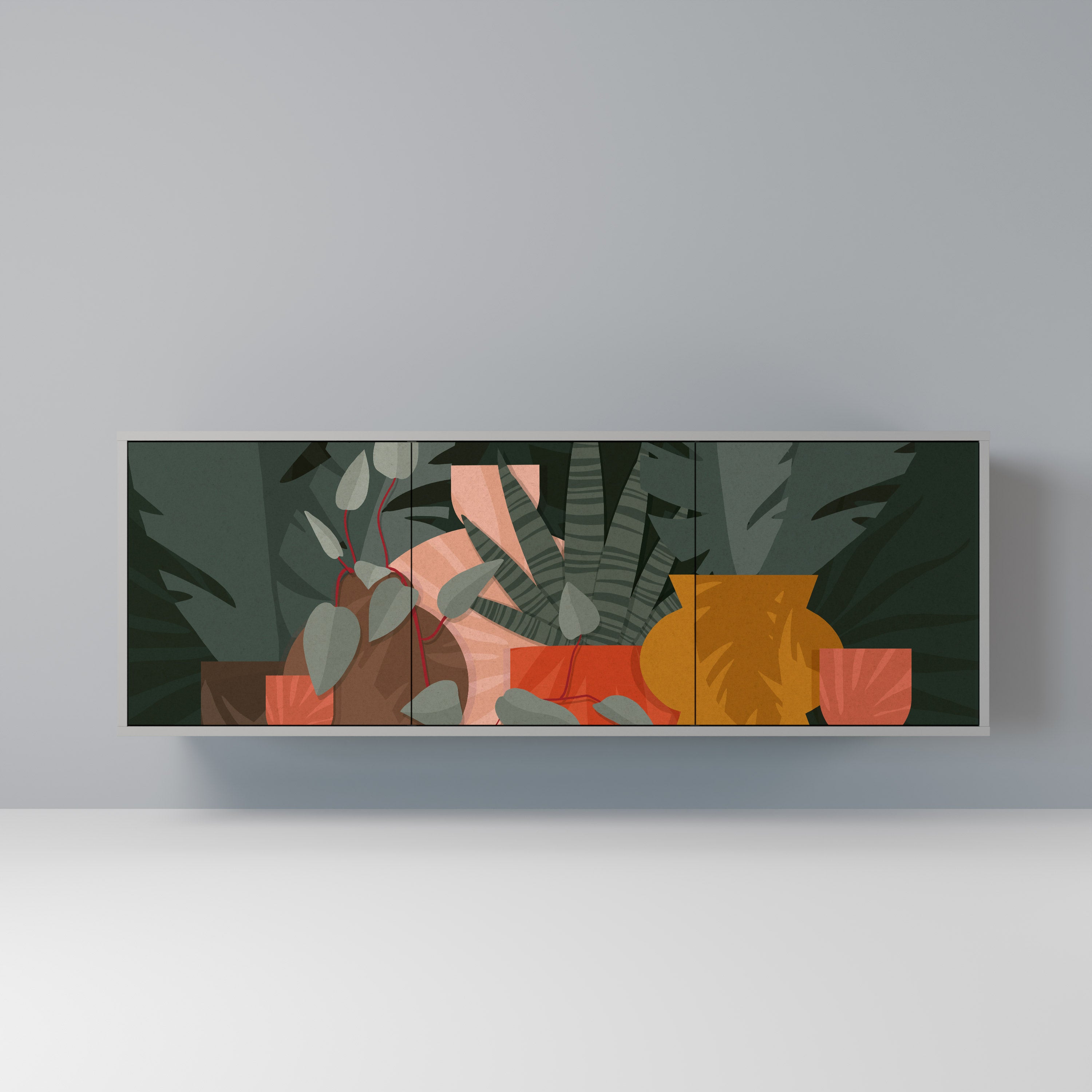 TROPICAL COMPOSITION Komoda 3-drzwiowa korpus Szary