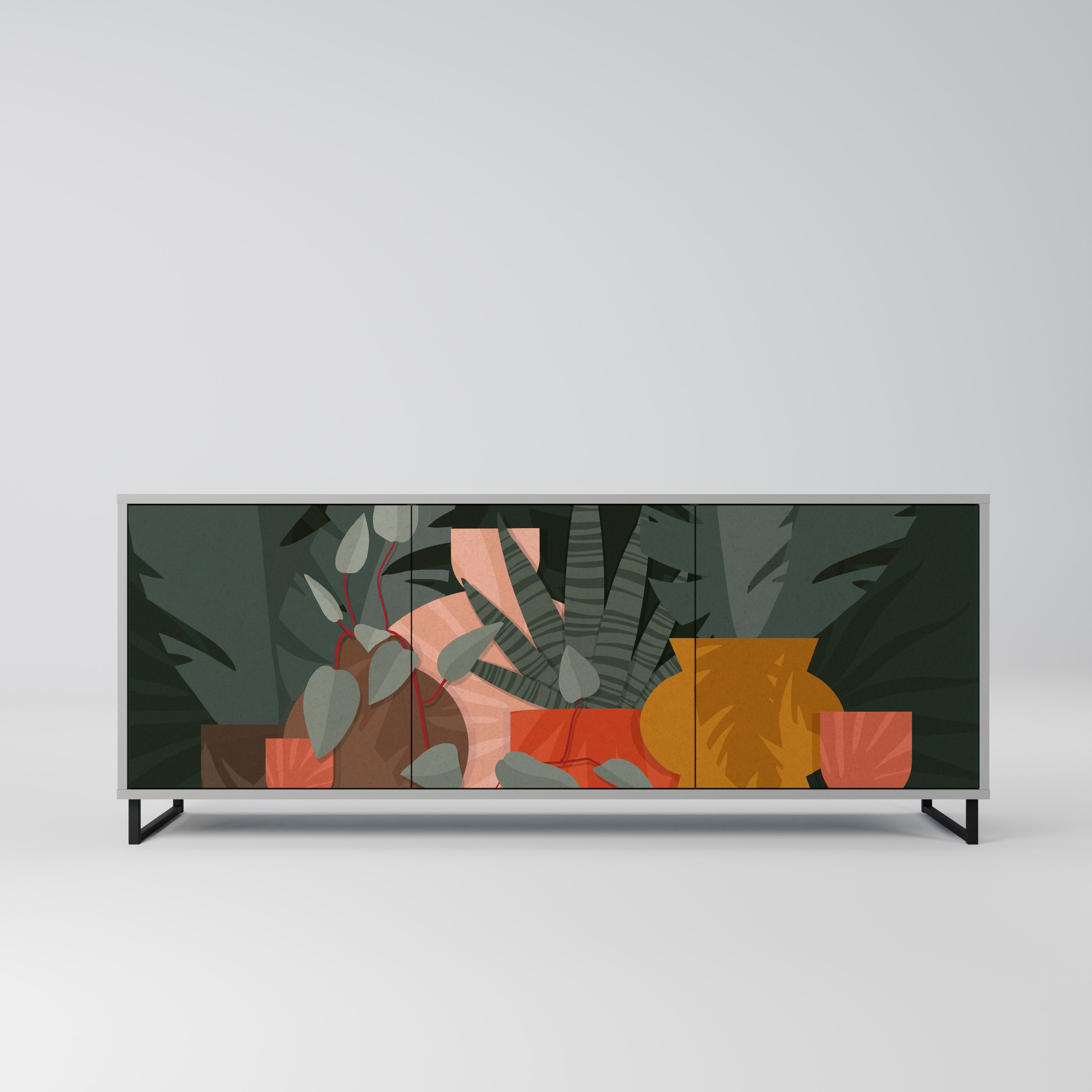 TROPICAL COMPOSITION Komoda 3-drzwiowa korpus Szary