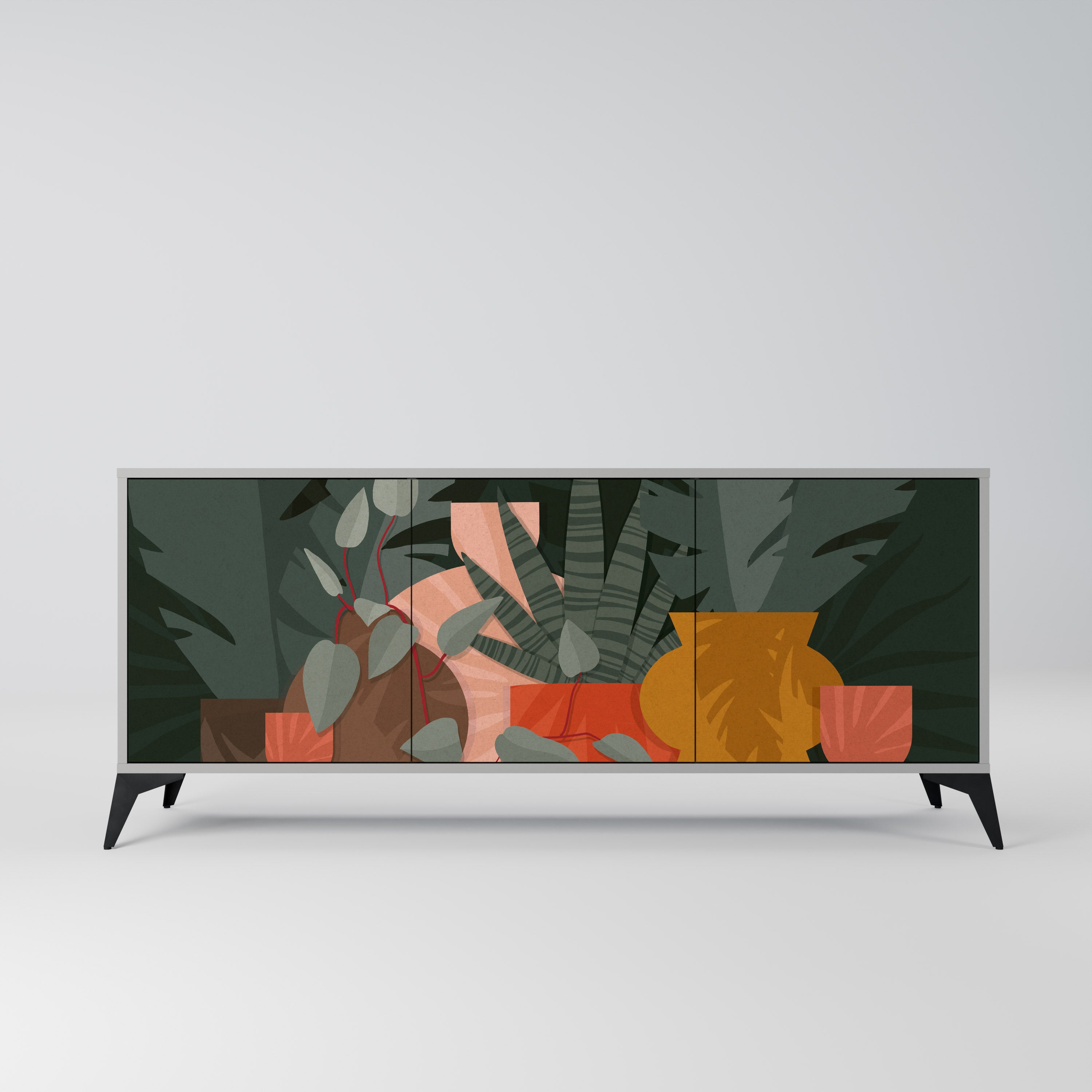 TROPICAL COMPOSITION Komoda 3-drzwiowa korpus Szary