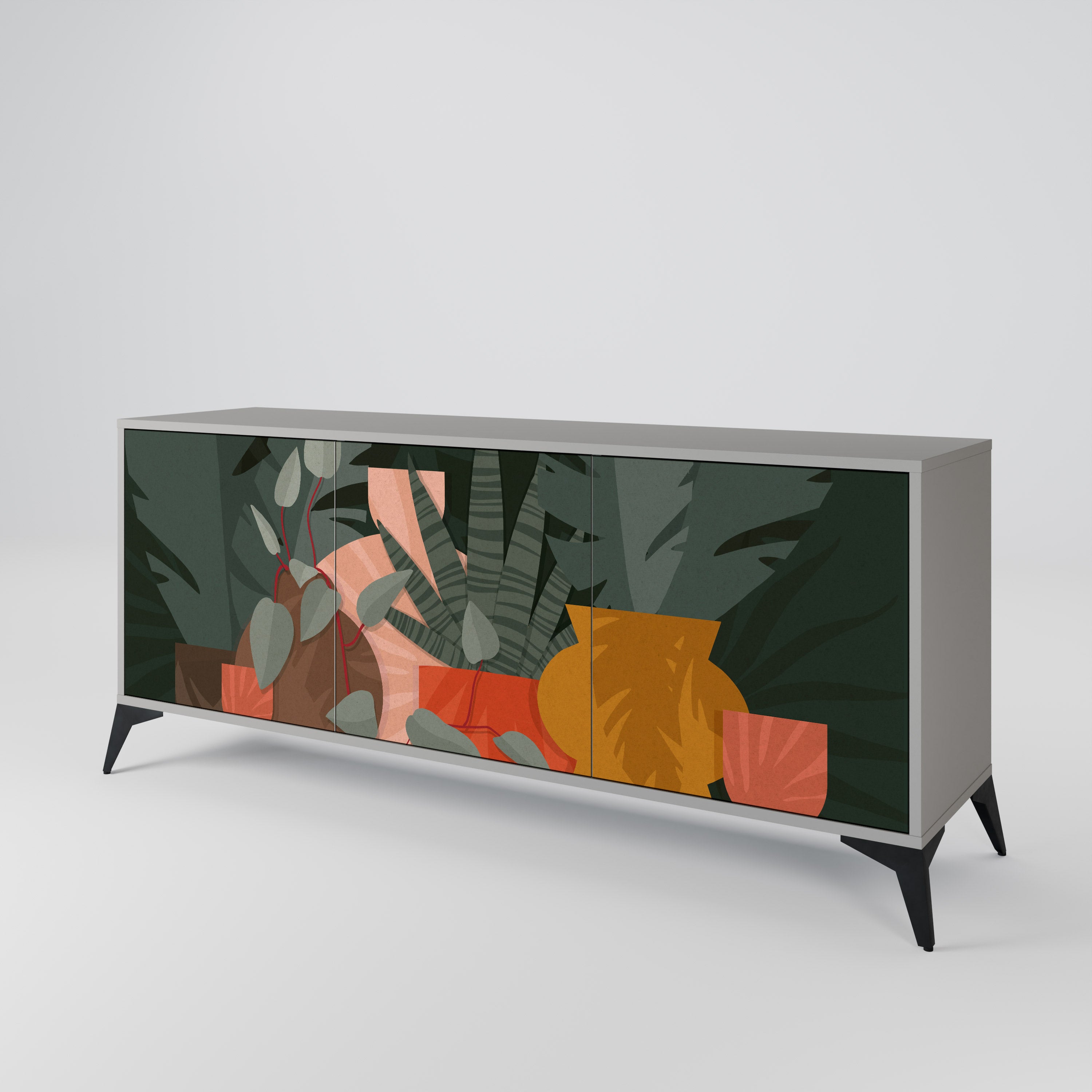 TROPICAL COMPOSITION Komoda 3-drzwiowa korpus Szary