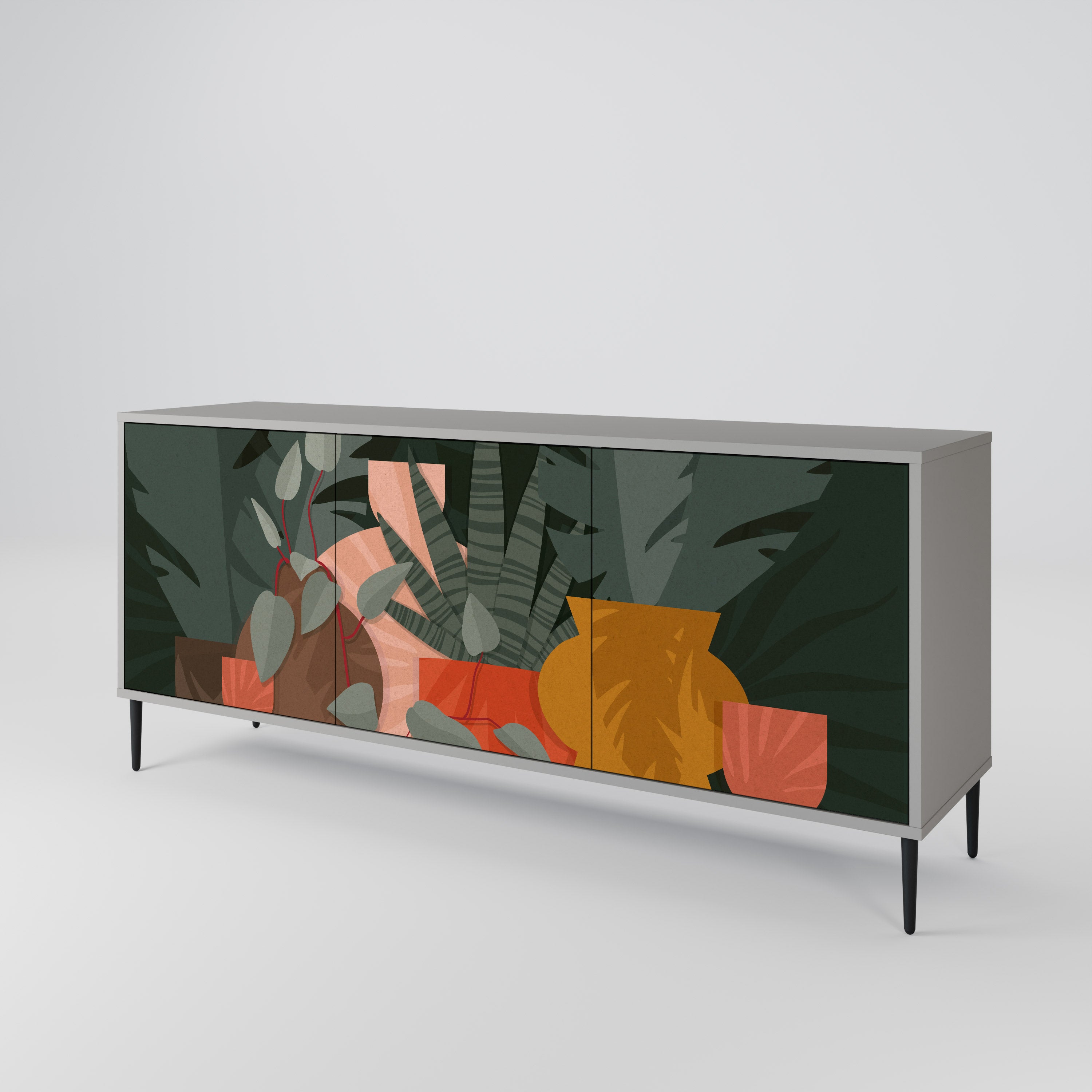 TROPICAL COMPOSITION Komoda 3-drzwiowa korpus Szary