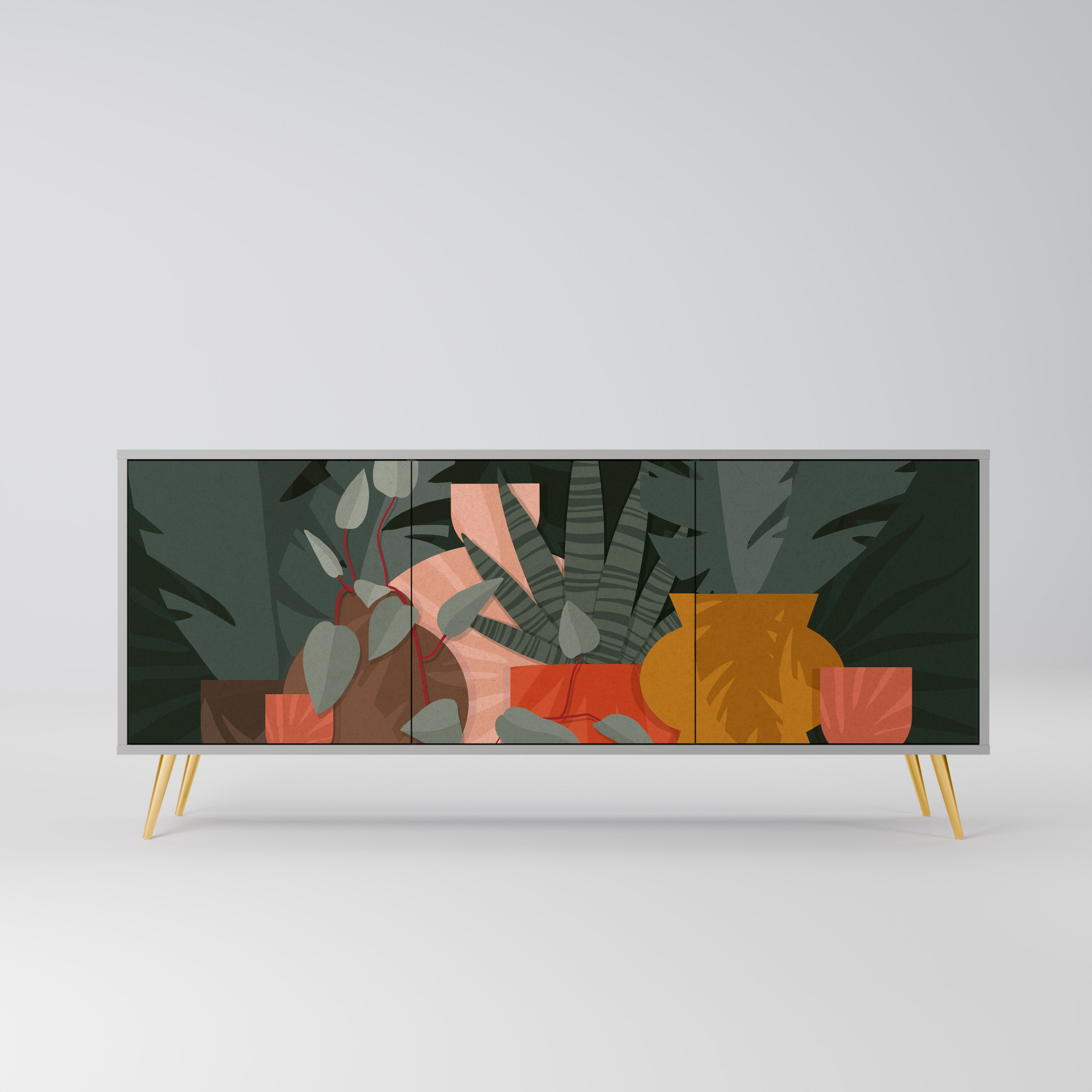TROPICAL COMPOSITION Komoda 3-drzwiowa korpus Szary