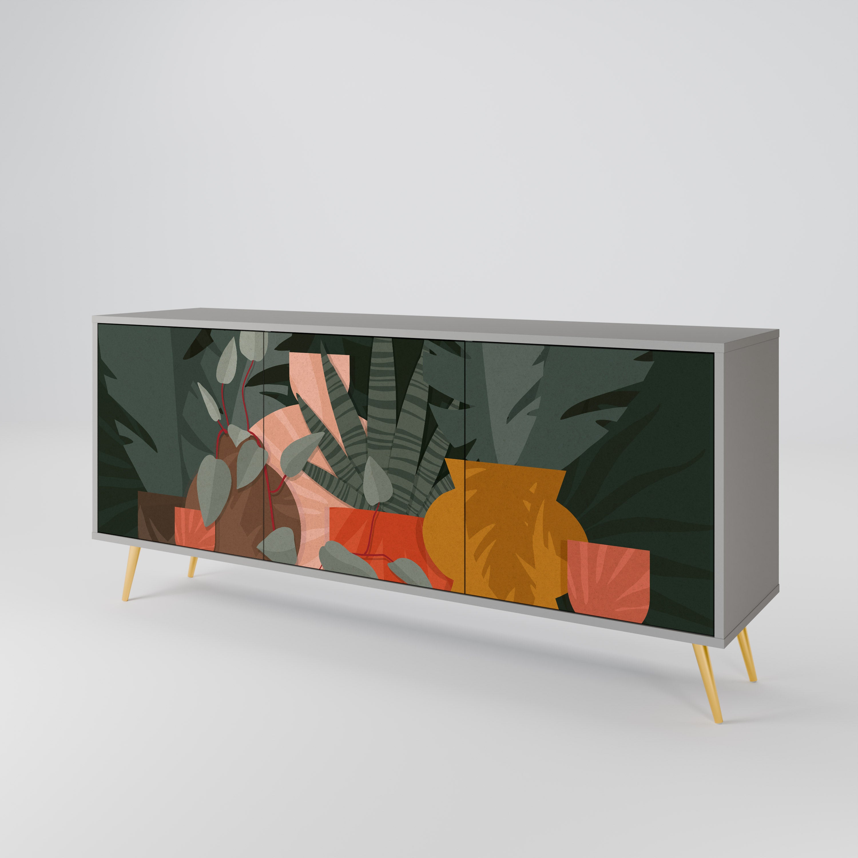 TROPICAL COMPOSITION Komoda 3-drzwiowa korpus Szary