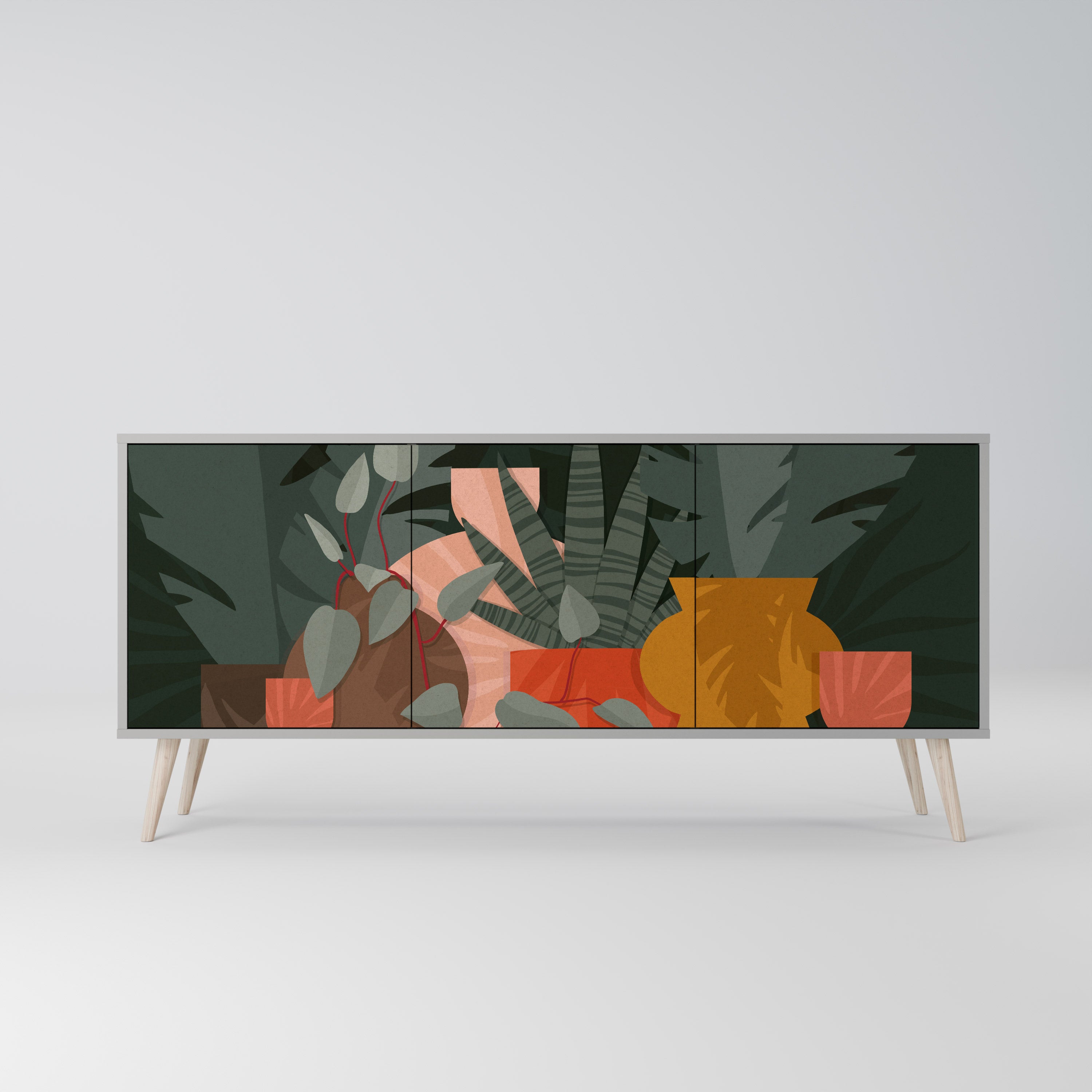 TROPICAL COMPOSITION Komoda 3-drzwiowa korpus Szary