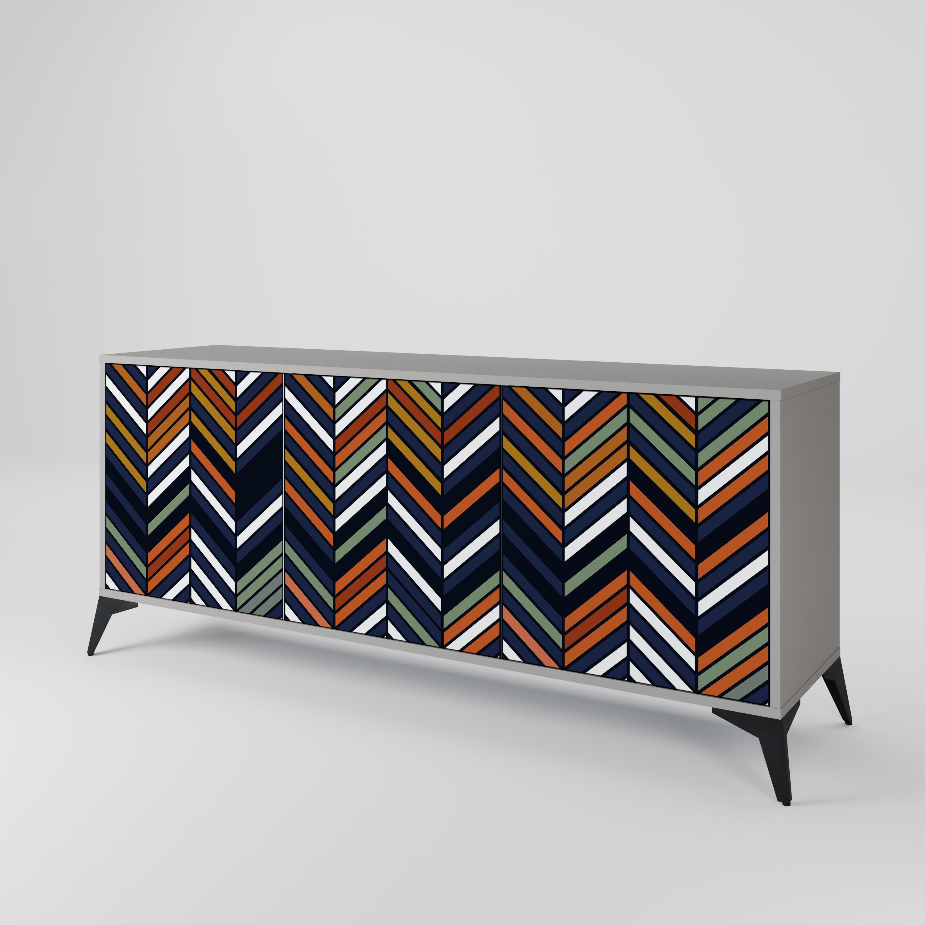VIBRANT PATCHWORK Komoda 3-drzwiowa korpus Szary